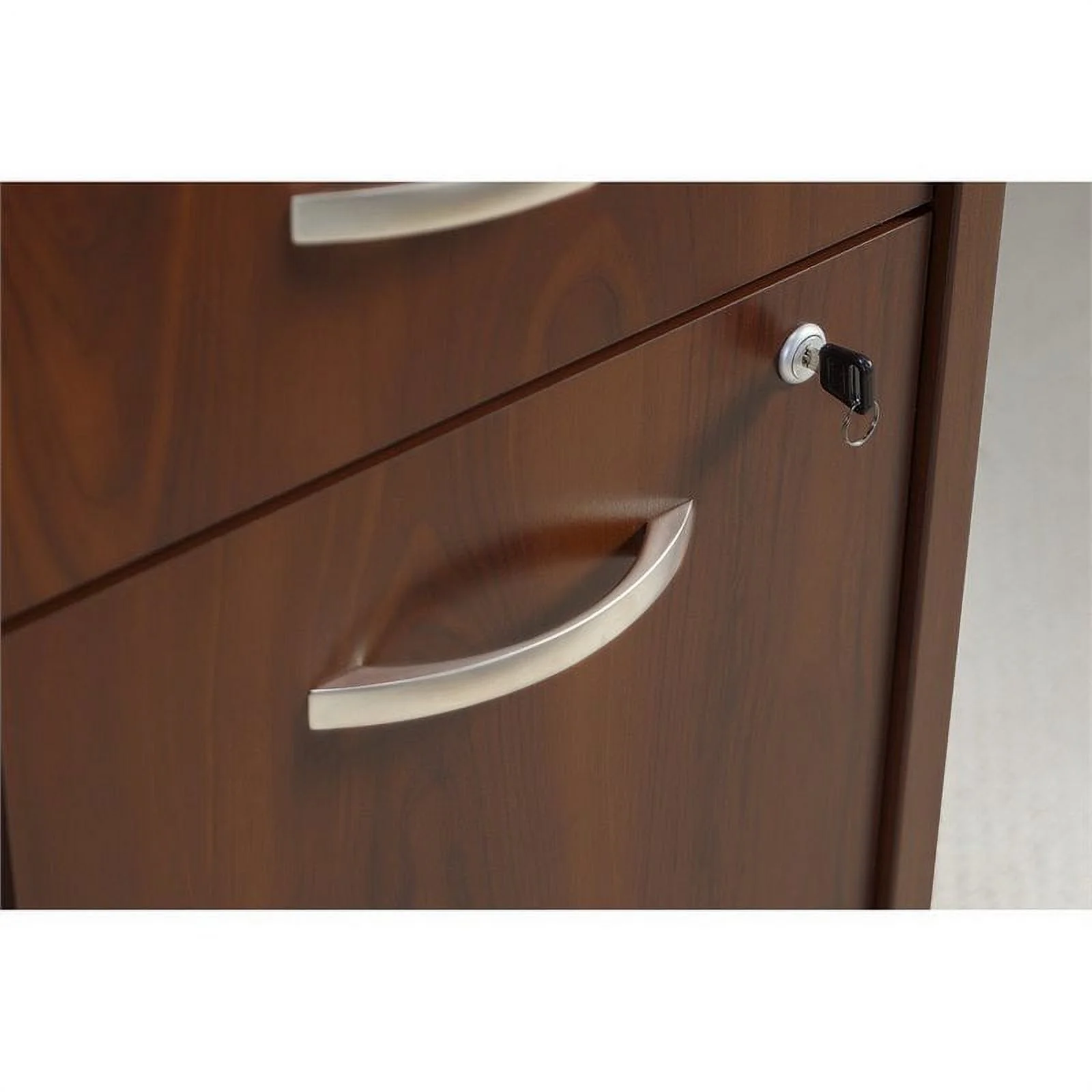 Home Square 2 Drawer Mobile Wood Filing Cabinet Set in Hansen Cherry (Set of 2)