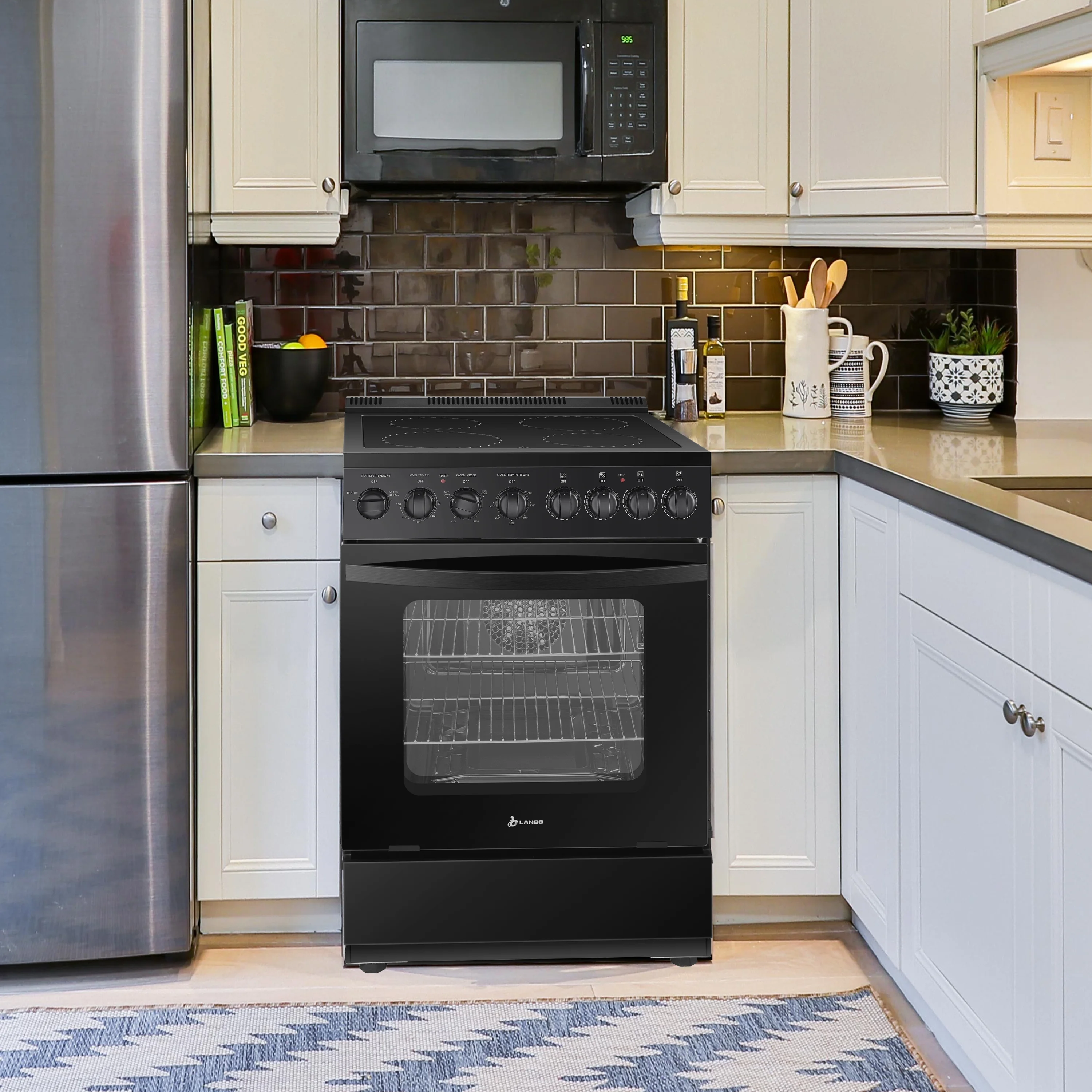 Lanbo 24 inch 2.9 Cu.ft Freestanding Electric Range with Rotisserie and  Convection Oven