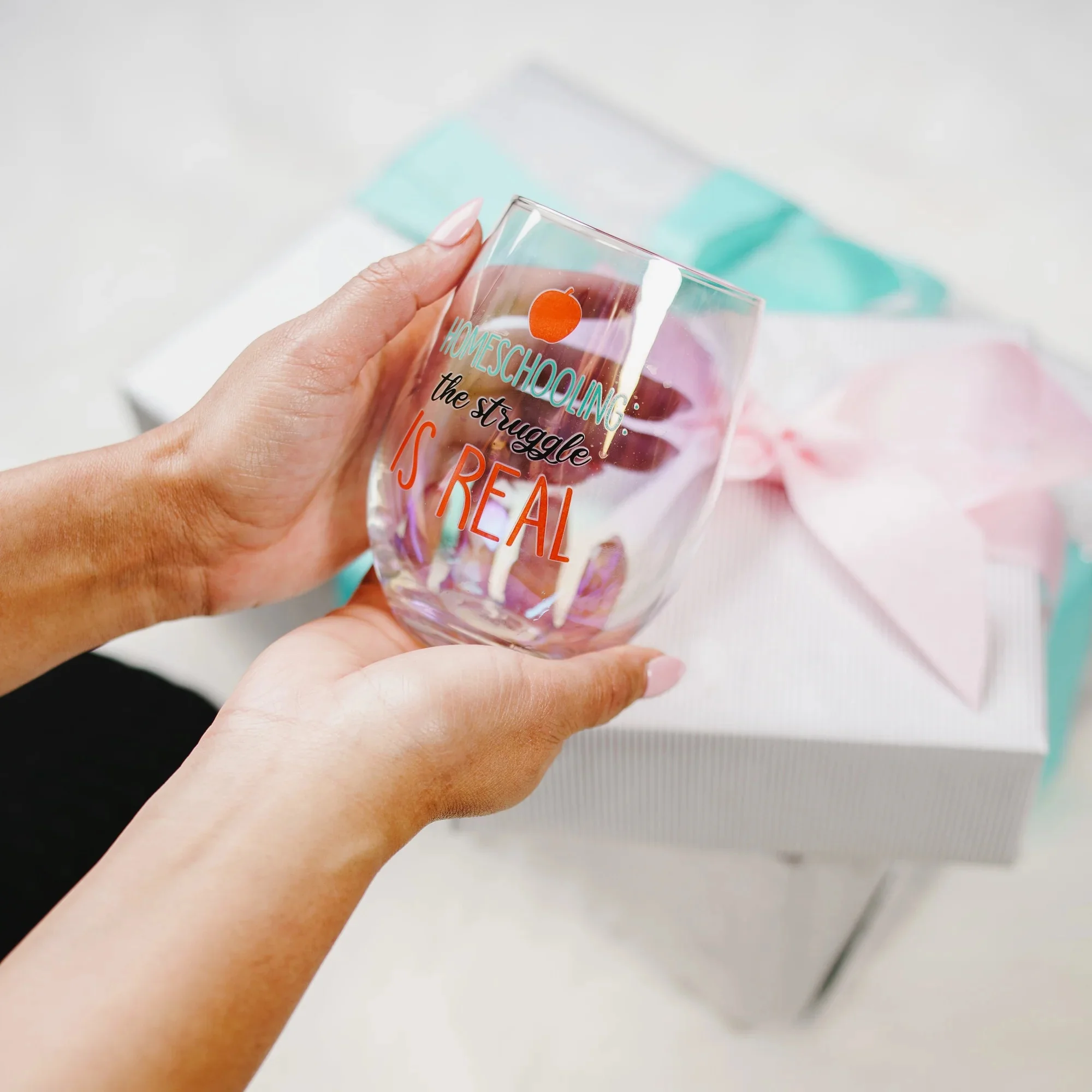 Homeschooling - 18 oz Stemless Wine Glass