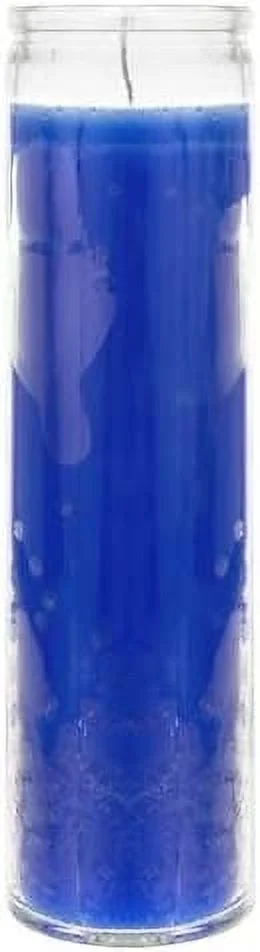 Blue Color Unscented Glass Prayer Candles, 8