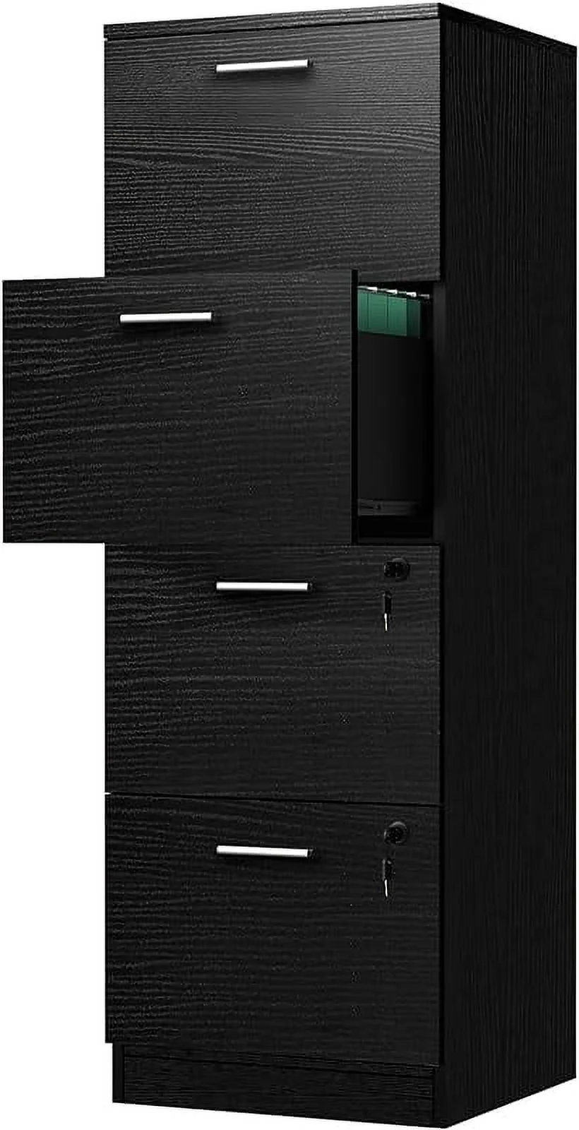 4 drawer file cabinet with lock, 15 -inch deep vertical file cabinet, suitable for letters A4 files, need to be assembled, home office locker