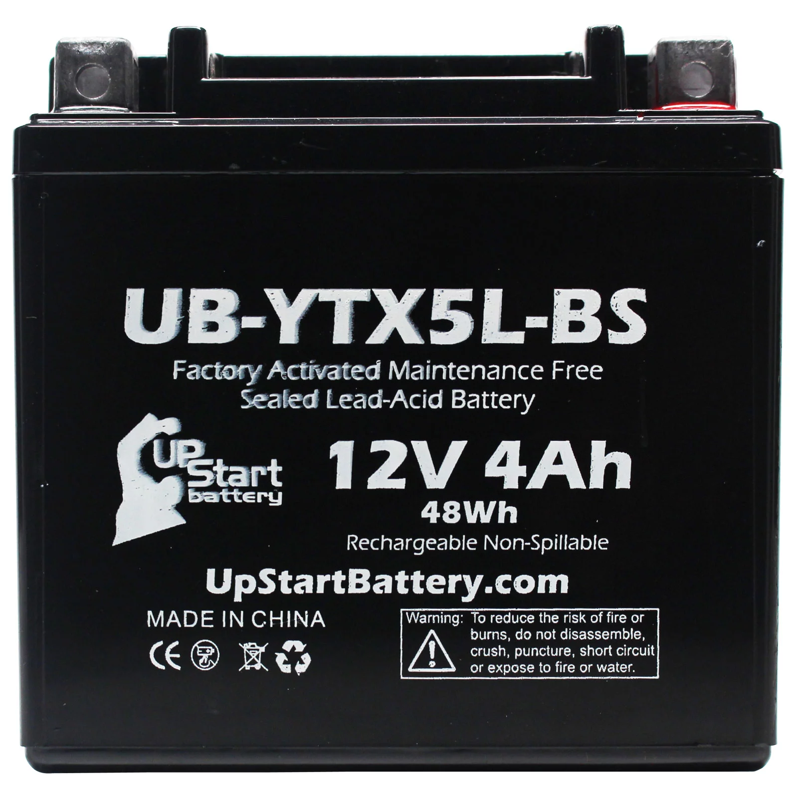 3-Pack UpStart Battery Replacement for 2011 Yamaha YFM90R Raptor 90CC Factory Activated, Maintenance Free, ATV Battery - 12V, 4Ah, UB-YTX5L-BS