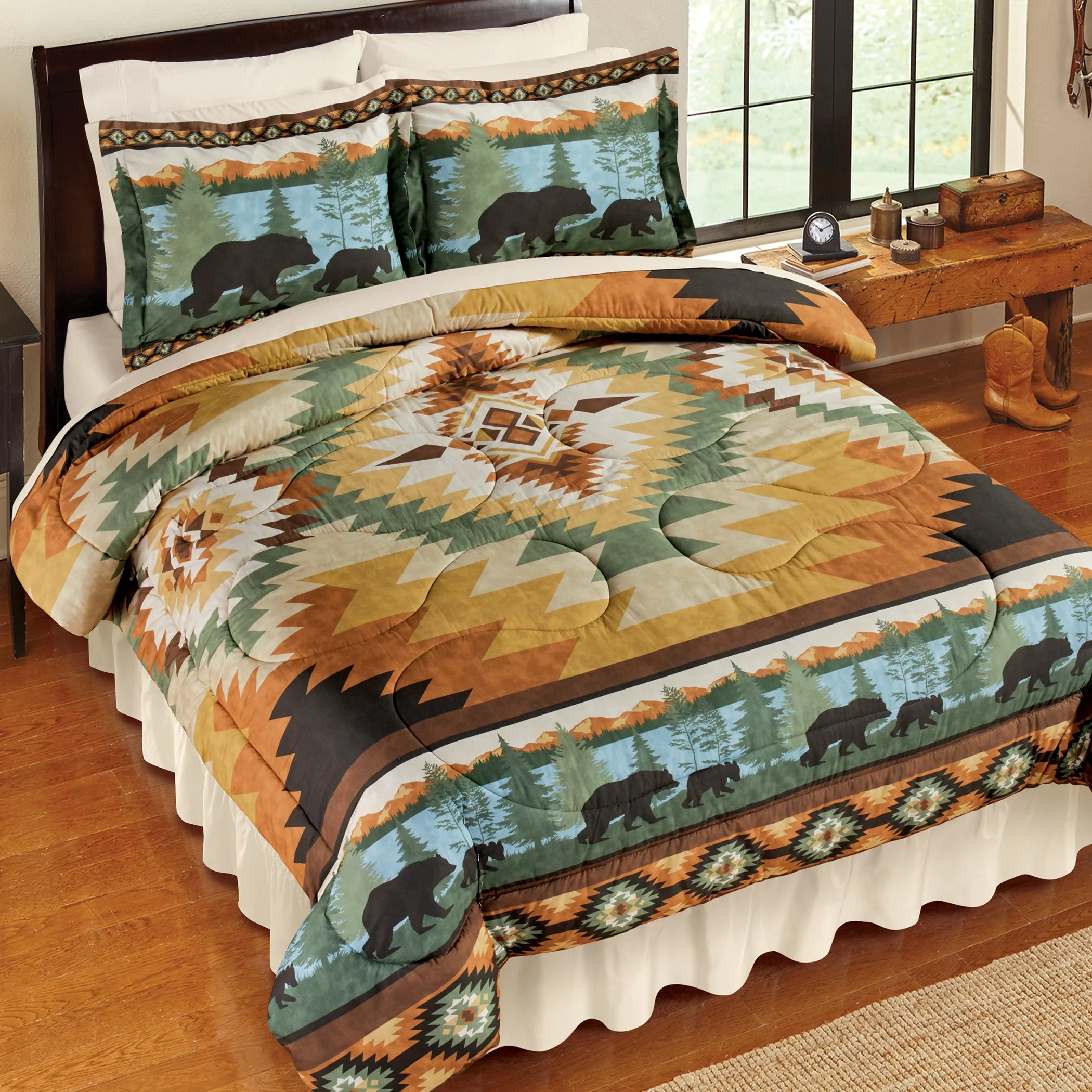 Collections Etc Southwest Woodland Bears 3-Piece Comforter Set