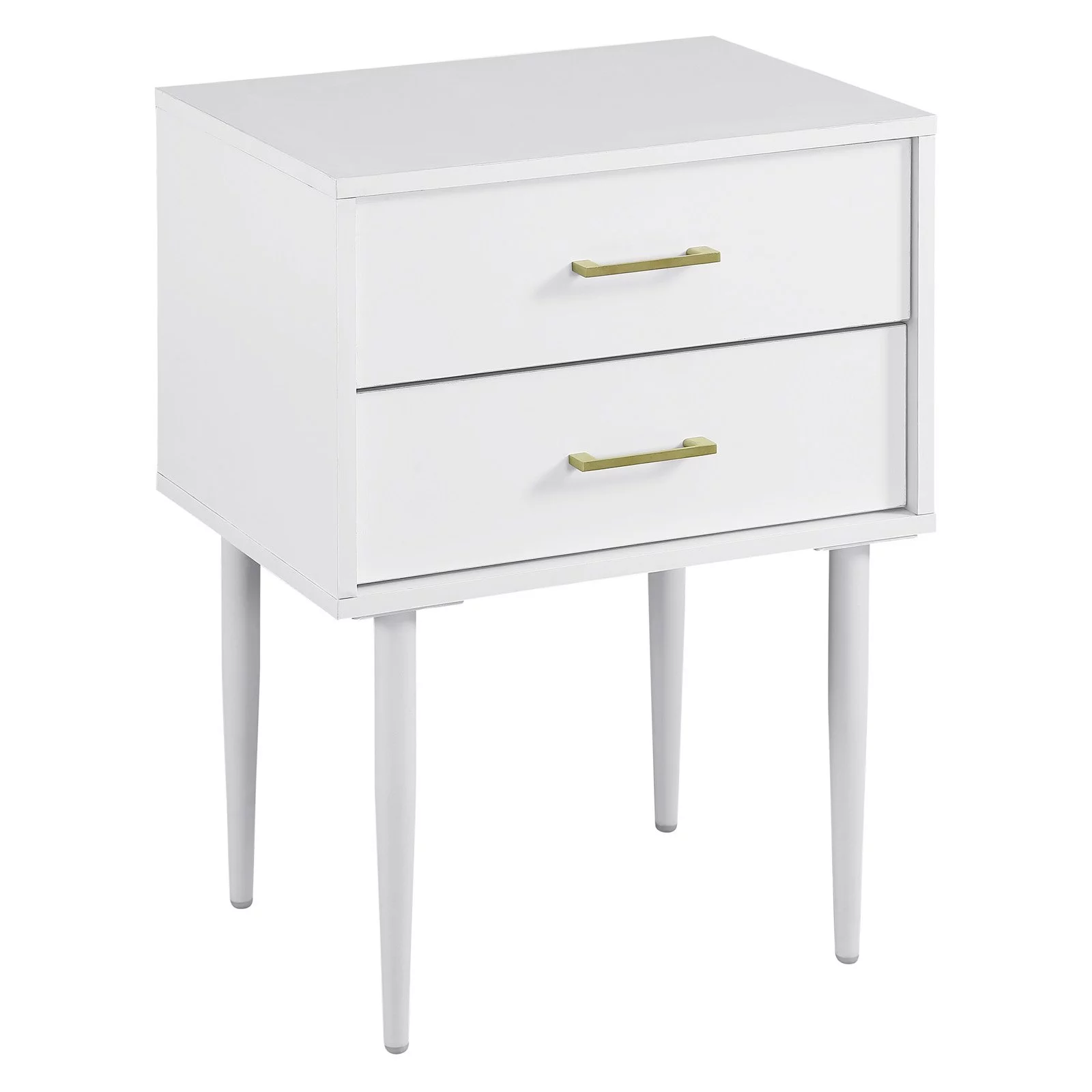 Modern Side Table with Metal Handles - White