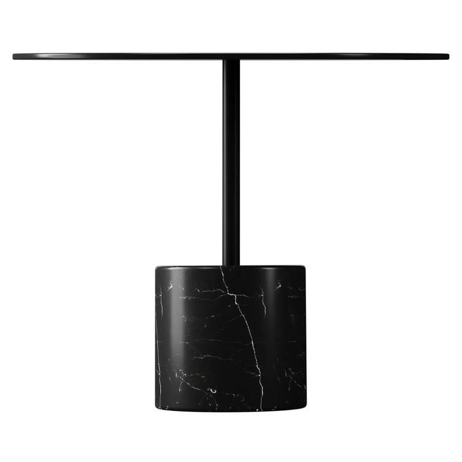 Maklaine 17.3 inches Mid-Century Marble and Metal Coffee Table in Black