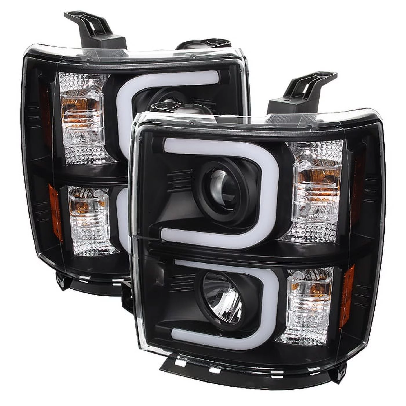 Spyder Chevy Silverado 1500 14-15 Projector Headlights - Light Bar DRL - Black - High H1 (Included) - Low H7 (Included) Fits select: 2014-2015 CHEVROLET SILVERADO