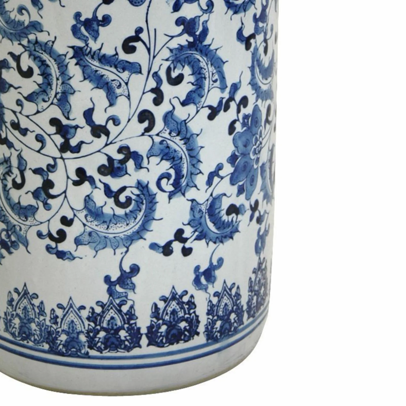 Oriental Furniture 24 in. Blue & White Umbrella Stand