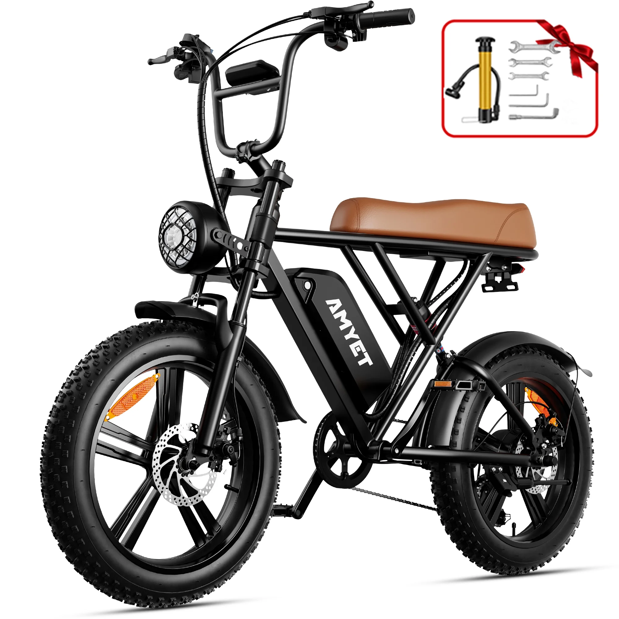 AMYET Electric Bike Adult E Bike E Bicycle Brown UL2849 48V/20Ah Dual Suspension 20