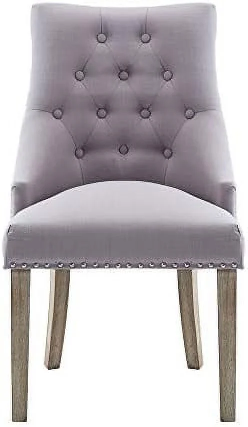 TJUNBOLIFE Dining Chair Beige Fabric Leisure Padded Ring Chair  Nailed Trim