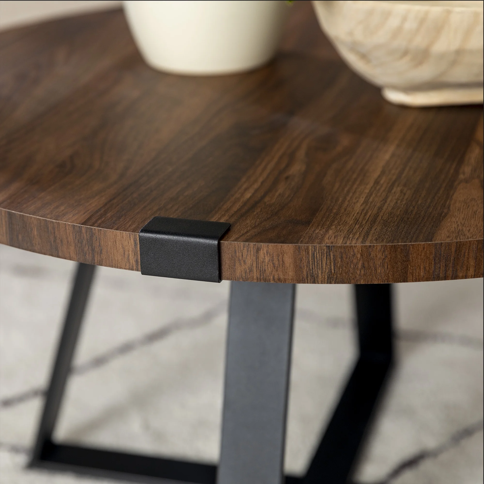 Slate Wrap Leg Dark Walnut Coffee Table by Walker Edison