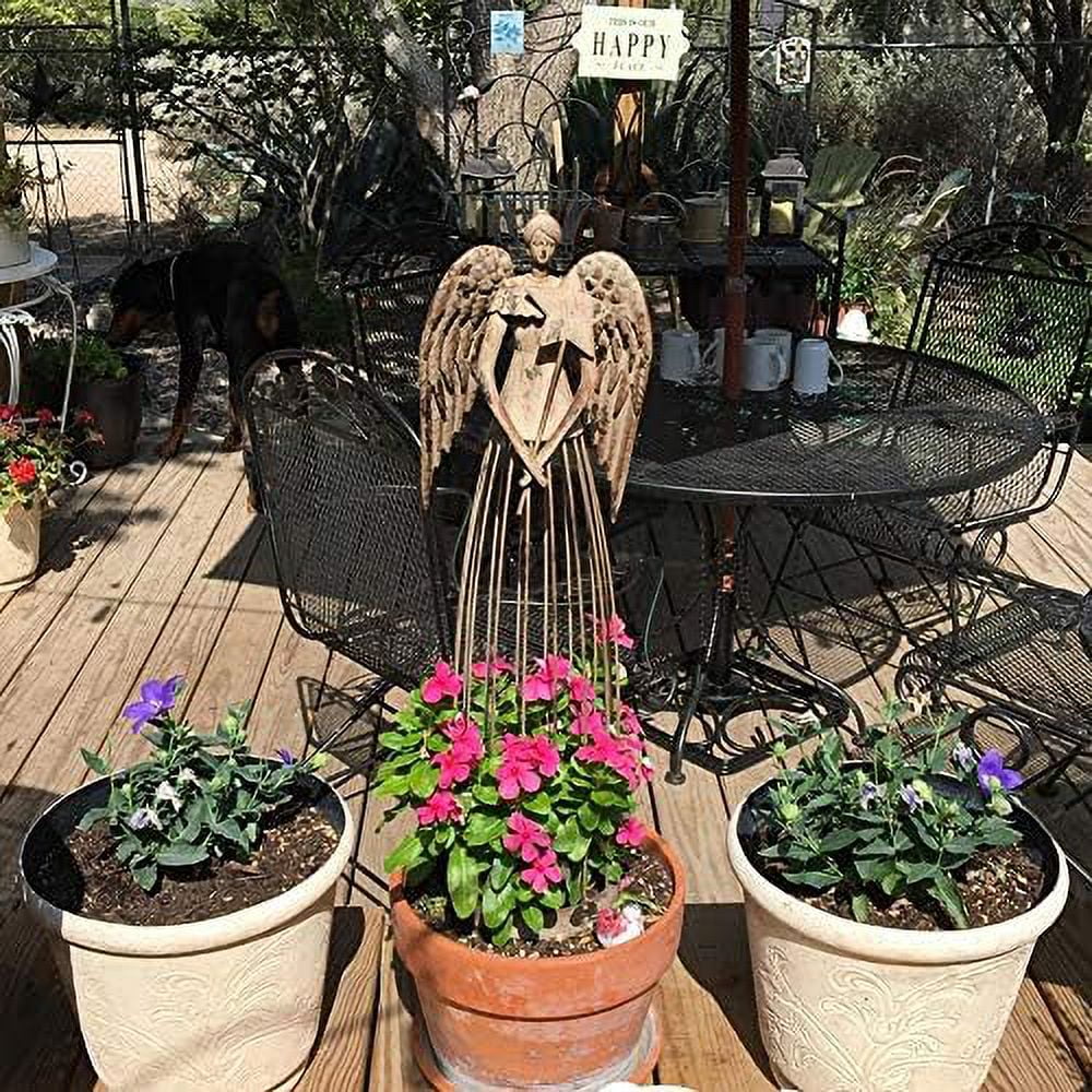 Decor Antiqued Metal Garden Angel Statue Patio Lawn Yard Indoor Outdoor Decorations Christmas(25.5