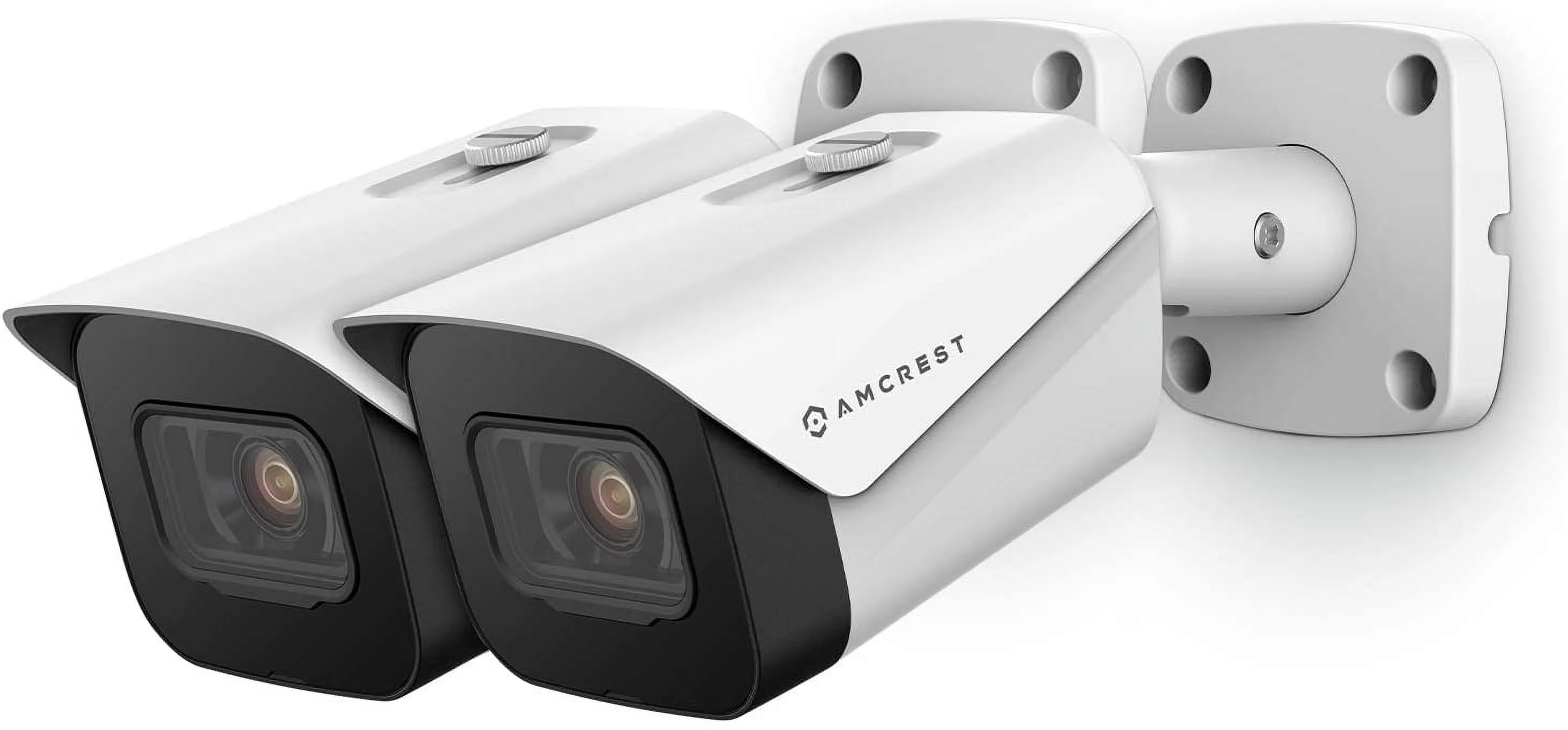 2-Pack Amcrest UltraHD 4K (8MP) Bullet POE IP Camera, 3840x2160, 131ft NightVision, 2.8mm Lens, IP67 Weatherproof, MicroSD Recording, White (2PACK-IP8M-2496EW)
