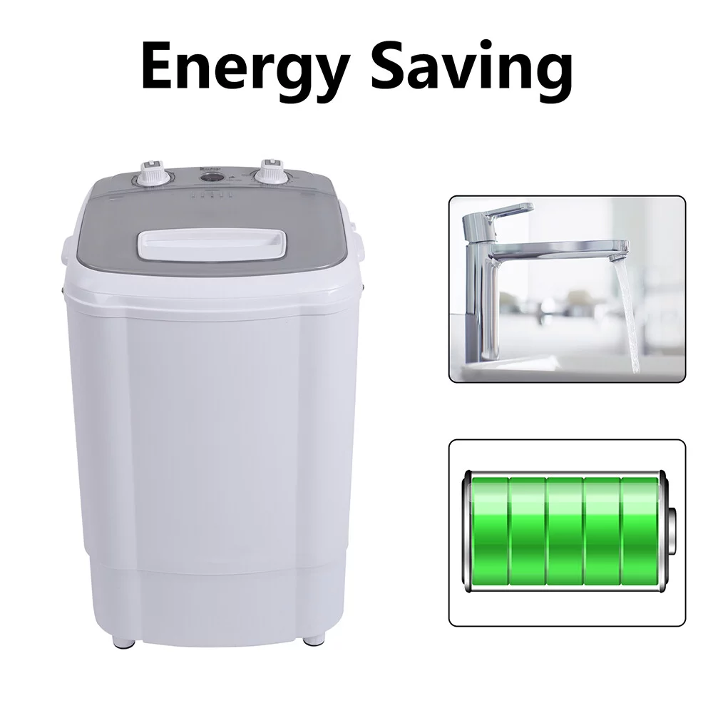 10lb Elution Integrated Semi-automatic Gray Cover Washing Machine,Compact Single Tub with Built-in Drain Pump