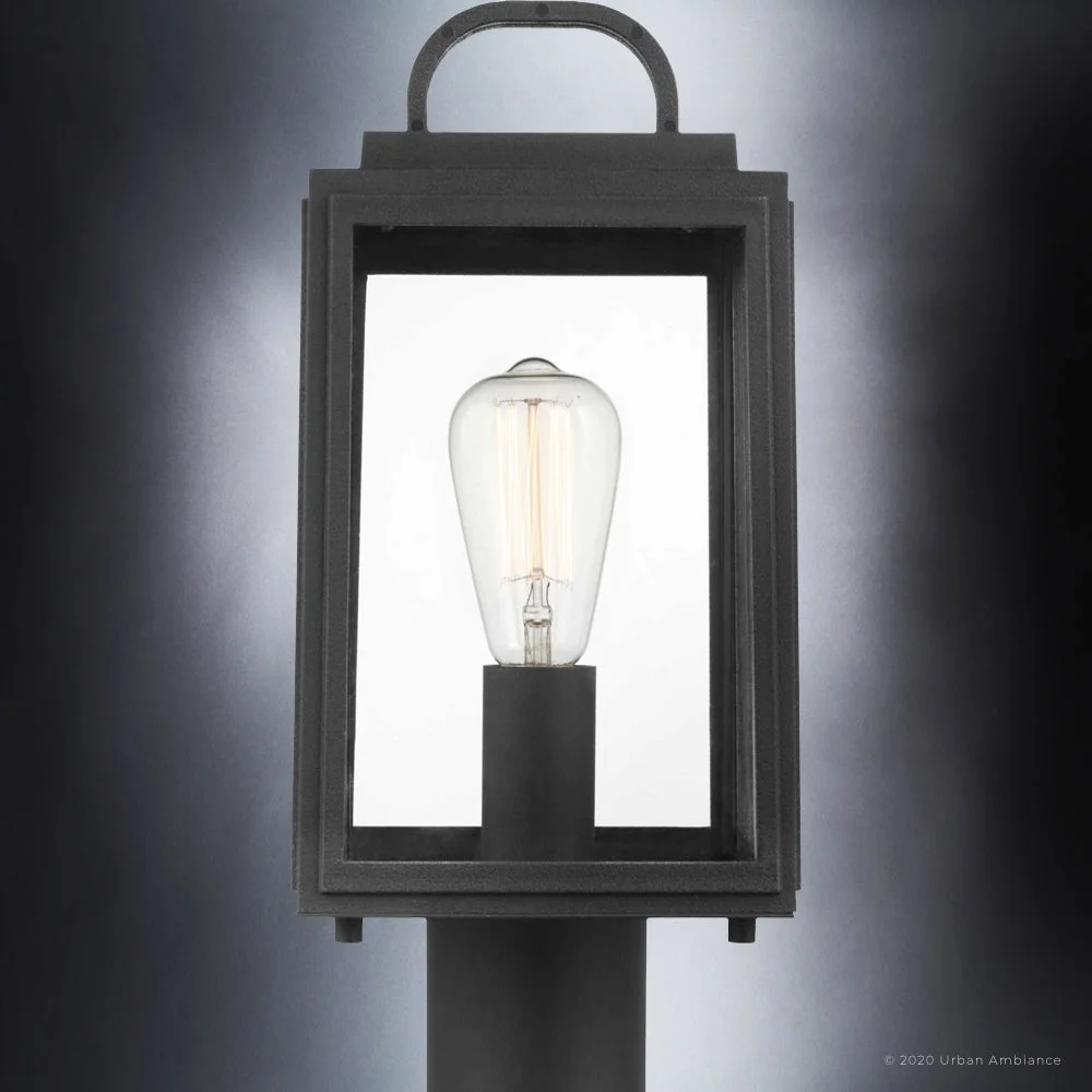 Luxury Farmhouse Post Light, 15.625H x 7W, with Modern Farmhouse Style, Olde Bronze, UHP1384 by Urban Ambiance