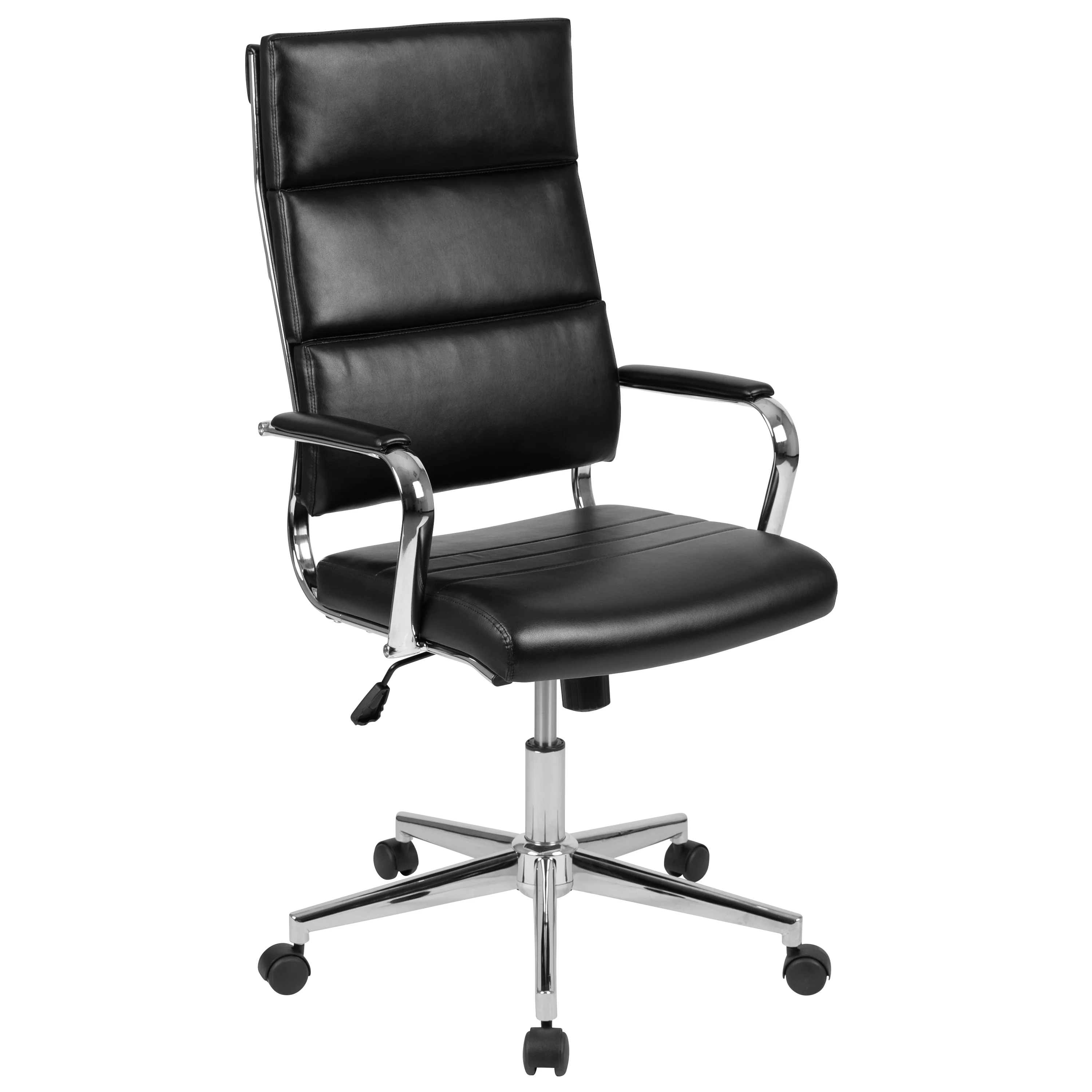 Emma + Oliver High Back Black LeatherSoft Contemporary Panel Executive Swivel Office Chair