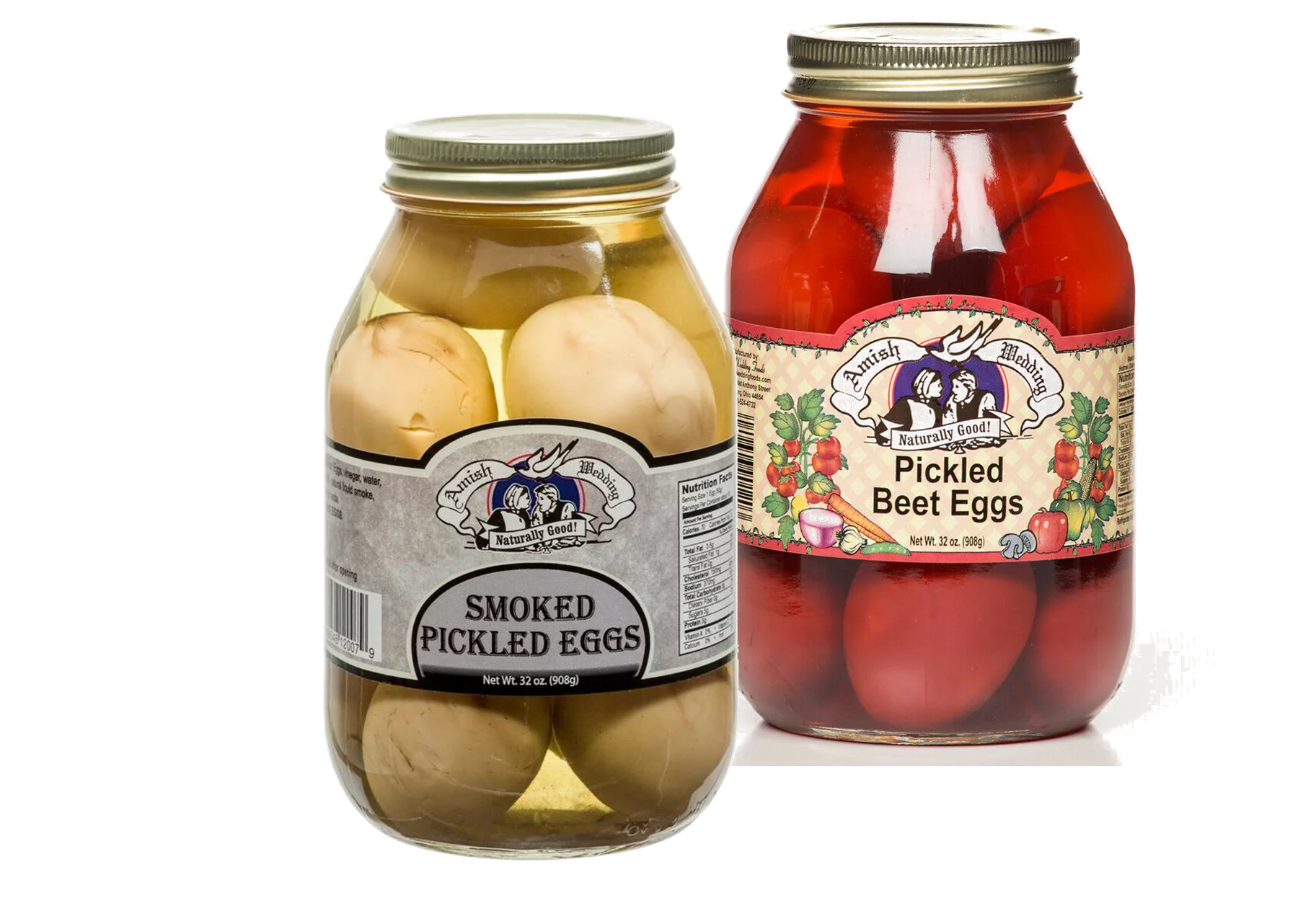 Amish Wedding Foods Smoked & Red Beet Eggs Variety 2-Pack Glass Jars