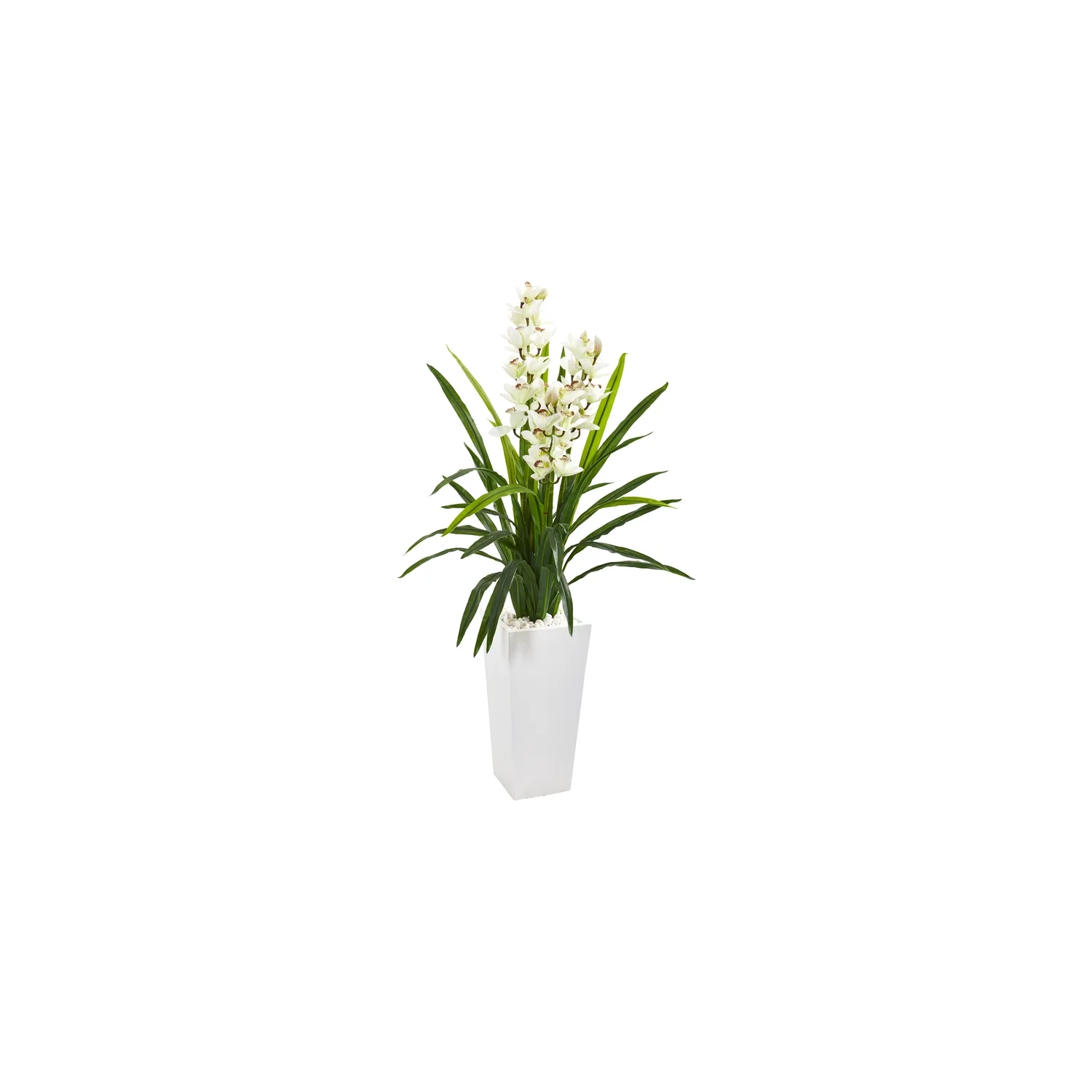 HomeStock 4.5Ft. Artisanal Attic Orchid Artificial Plant In White Tower Planter