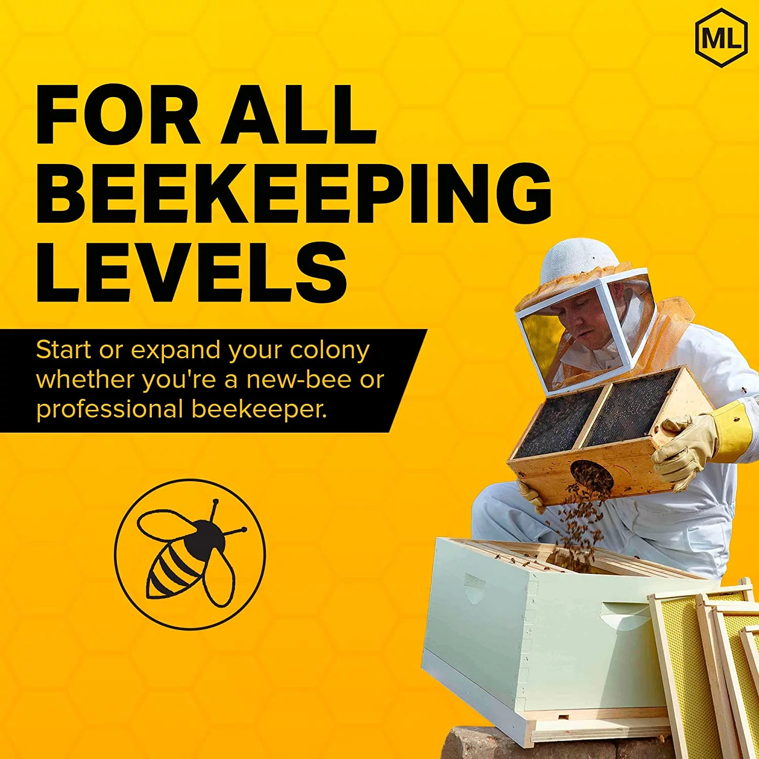 QINBI Hive Body Bundle, Assembled, 10-Frame, Painted, Beekeeping, Bee Box, Beekeeping Supplies, Harvest Honey, Includes 10 Assembled Frames w/Plastic Coated Foundation