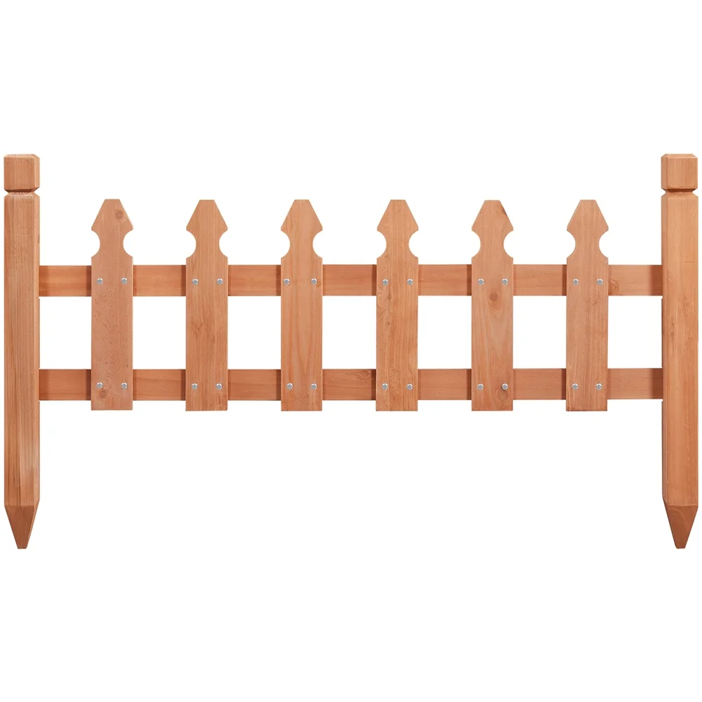 Topeakmart Wood picket fence for Garden, Brown
