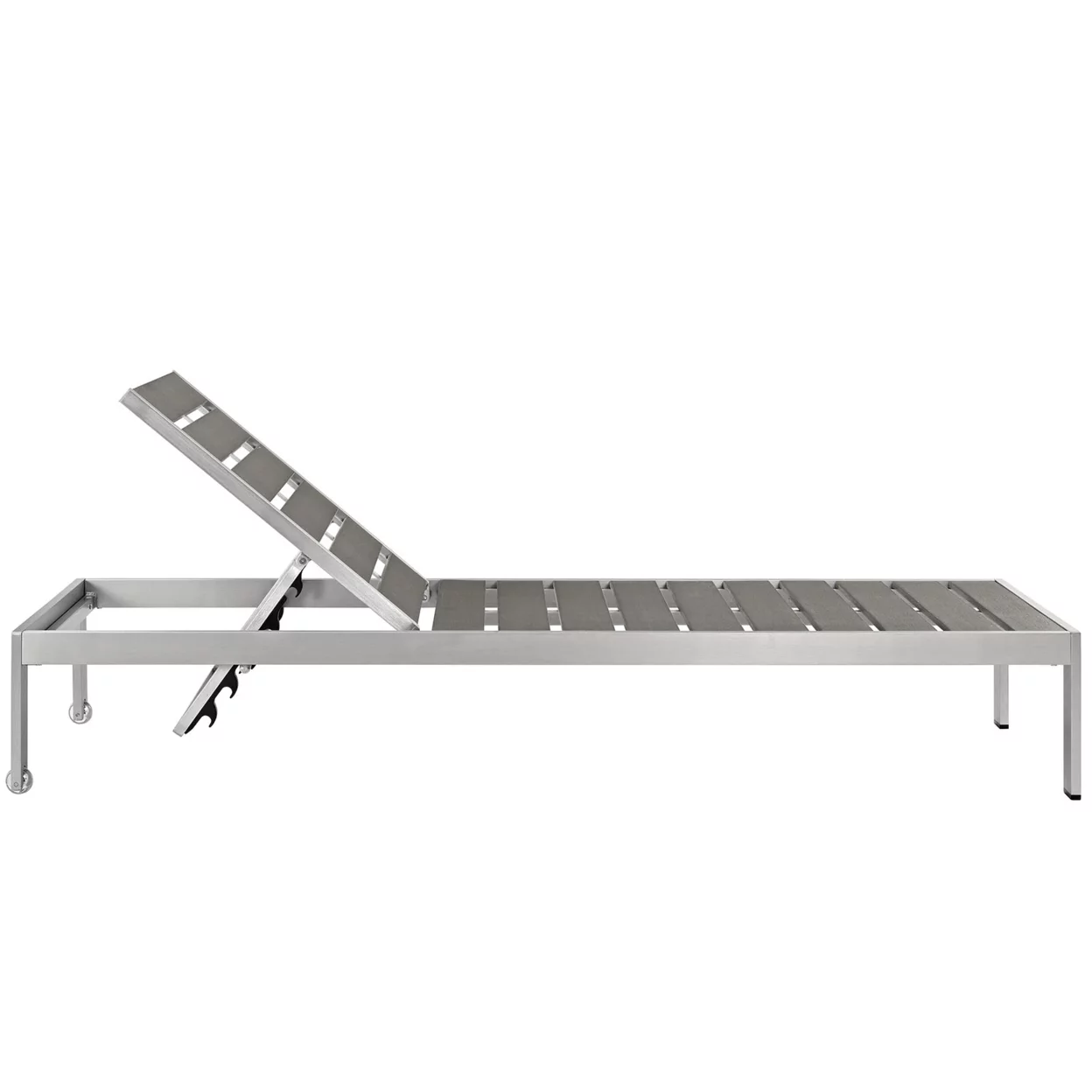 Silver Gray Shore Outdoor Patio Aluminum Chaise EEI-2247-SLV-GRY