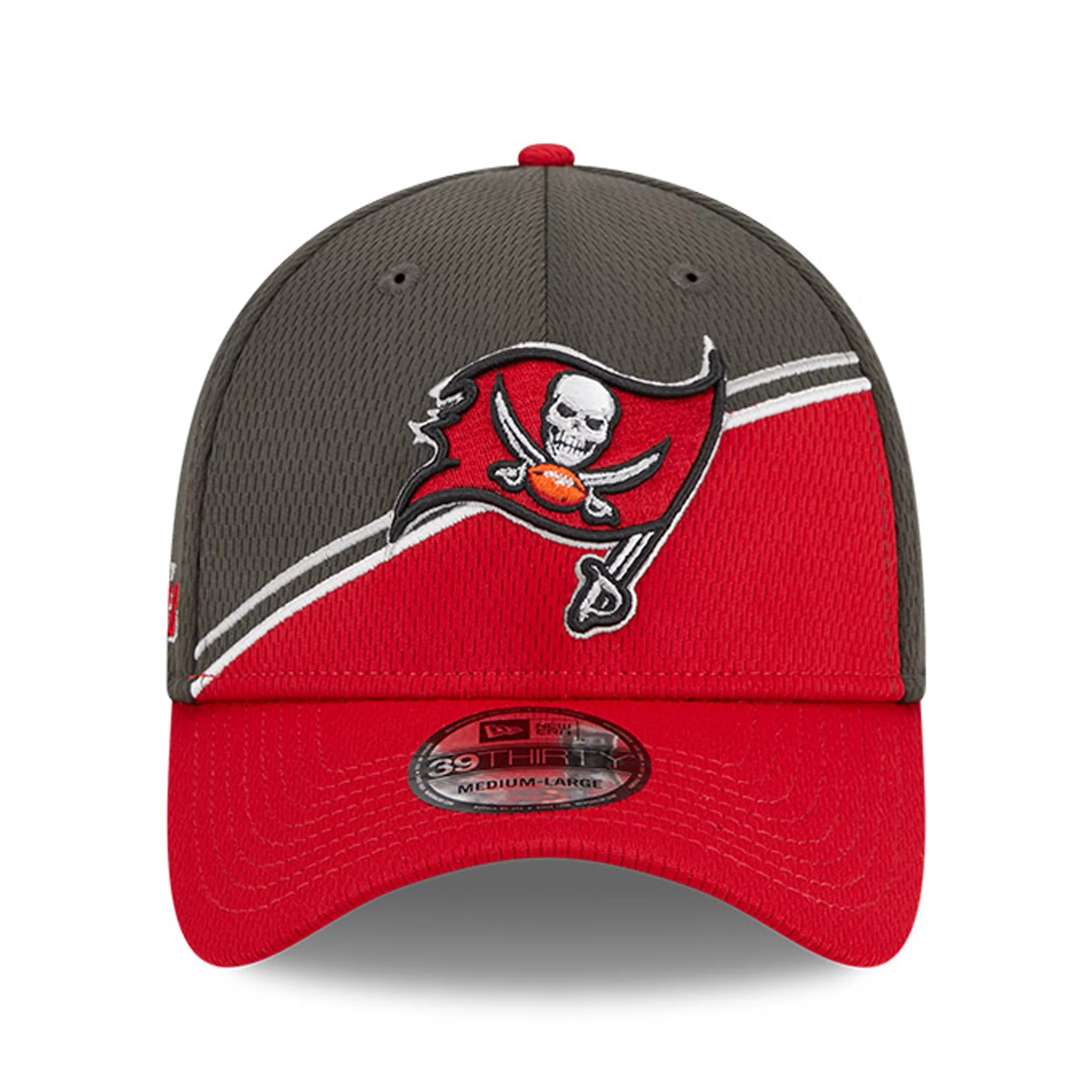 Men's New Era Pewter/Red Tampa Bay Buccaneers 2023 Sideline 39THIRTY Flex Hat