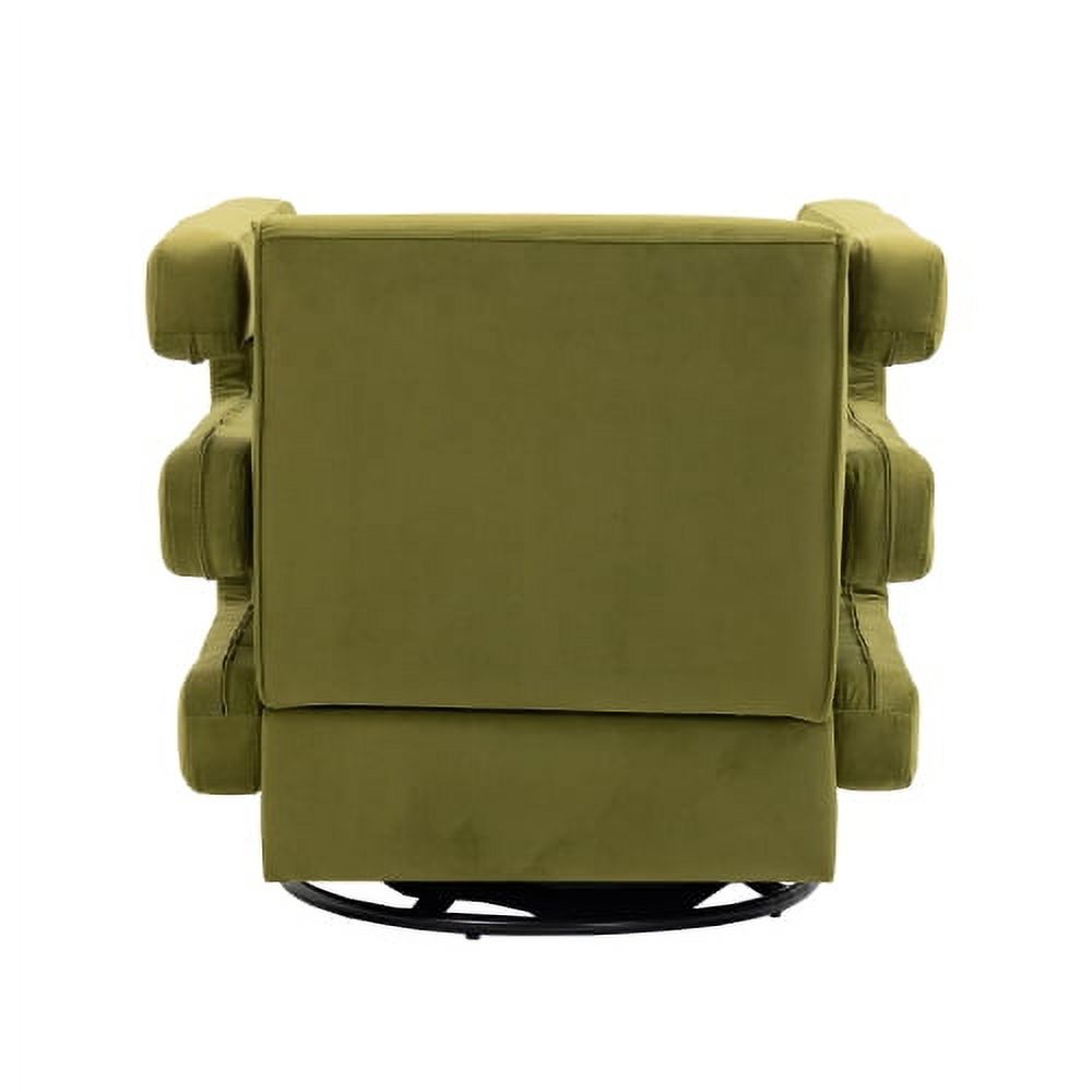 DremFaryoyo House hold  Degree Swivel Upholstered Tufted Living Room Chair Textured velvet Fabric Accent Chair with Metal Stand