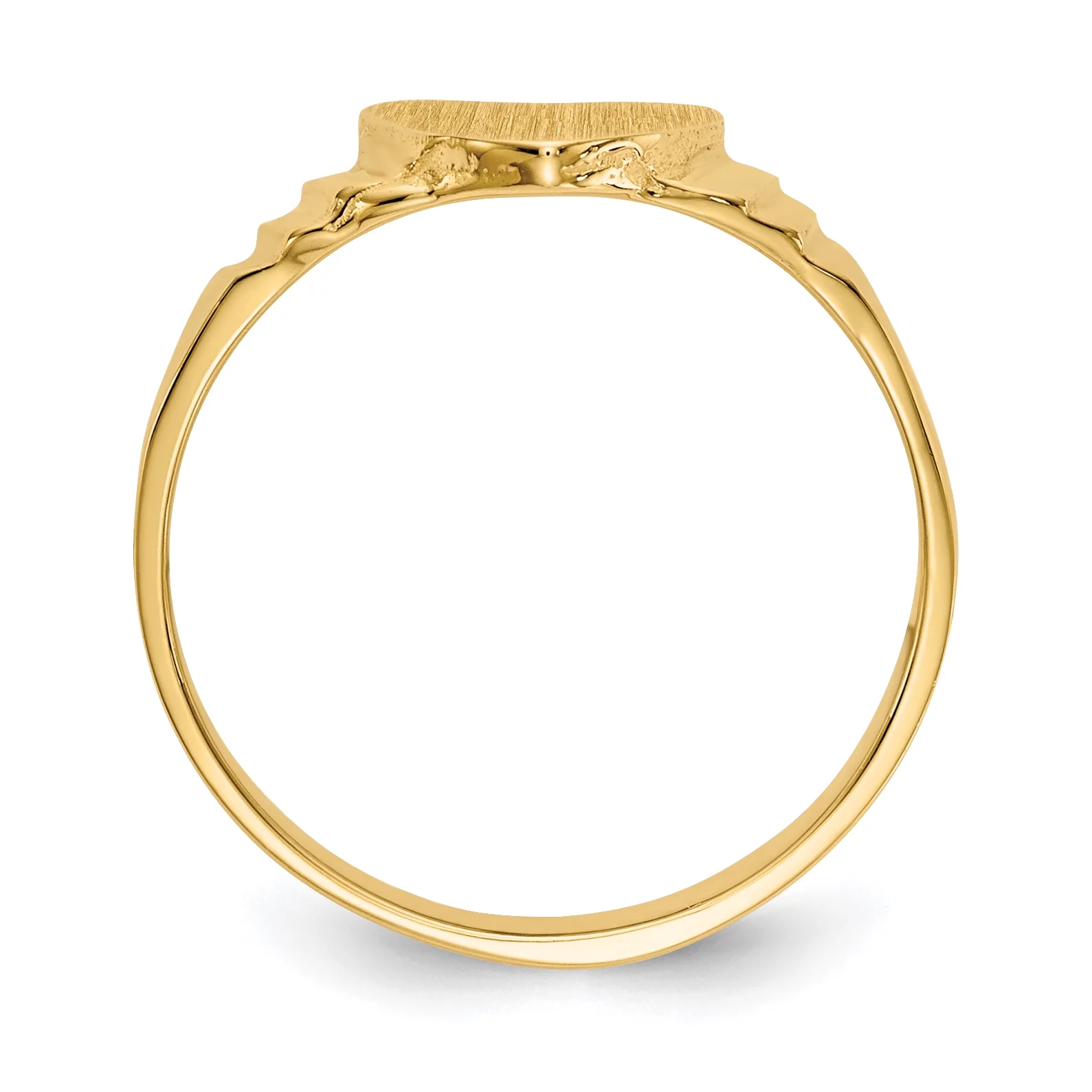 Finest Gold 14K Yellow Gold Satin Baby Heart Signet Ring - Size 3.5