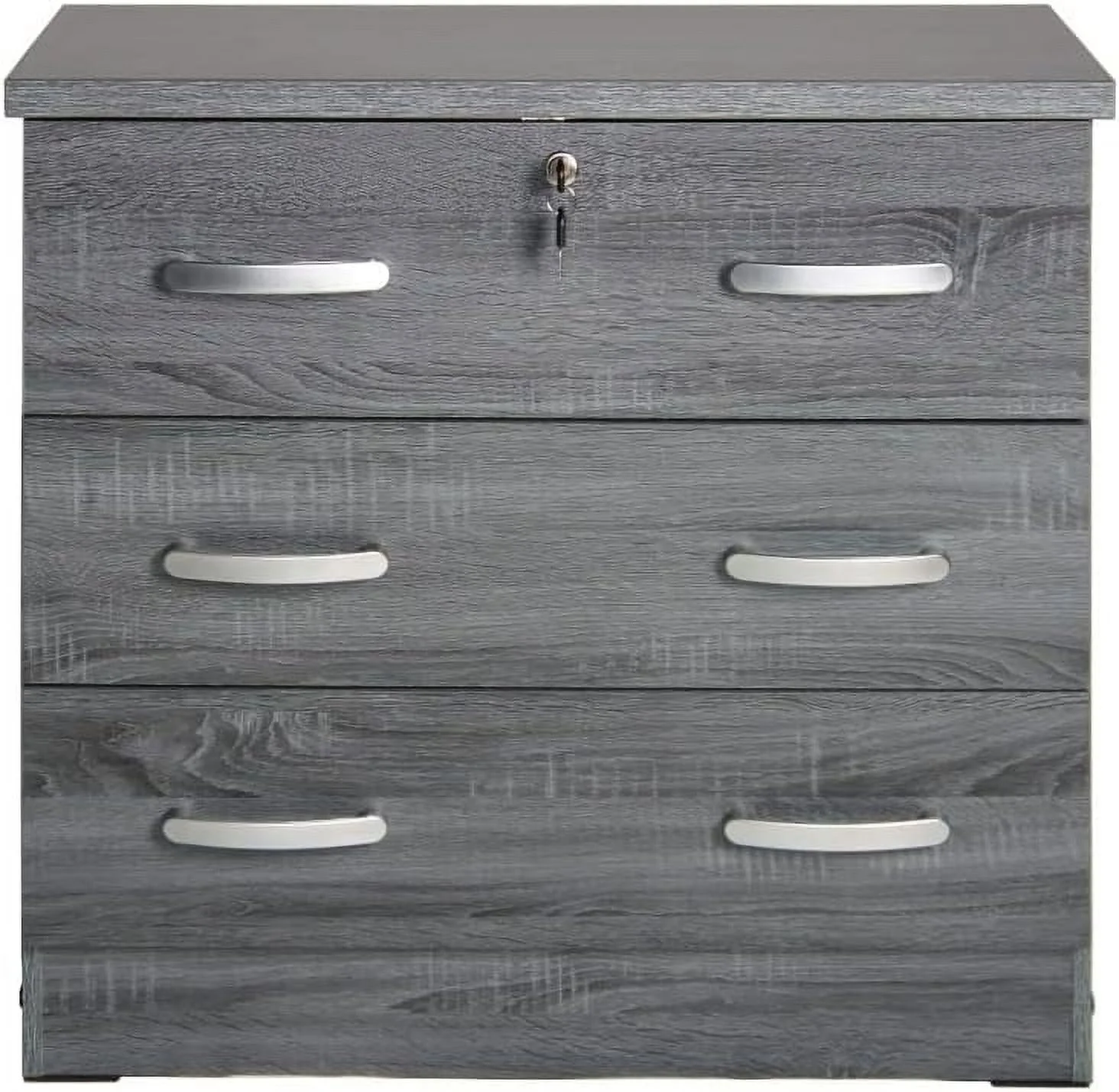 HOOMHIBIU 3 Drawer Engineered Wood Chest Bedroom Dresser in Gray