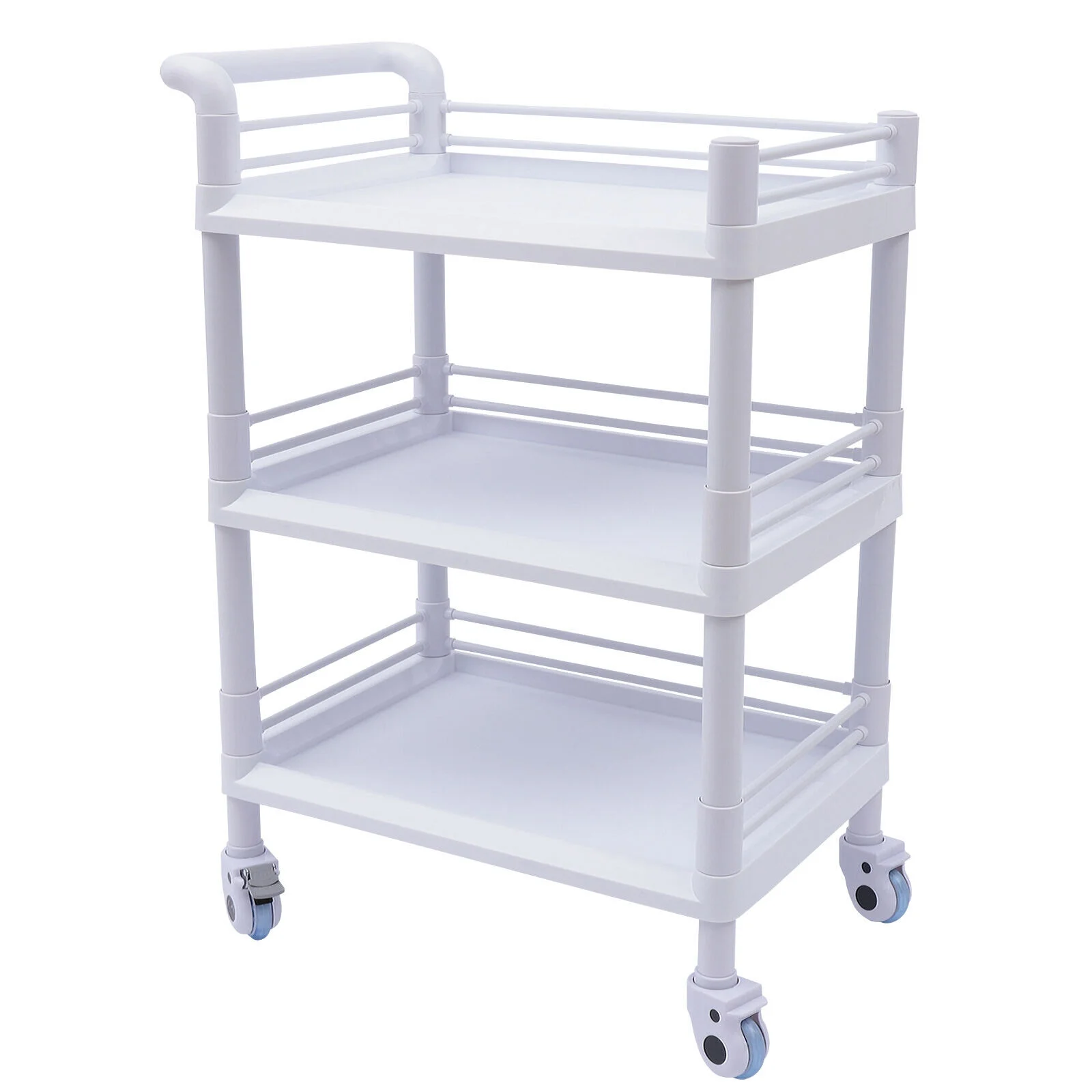 ZhdnBhnos 3 Tier Medical Trolley Dental Lab Salon Mobile Rolling Cart with Lockable Wheels