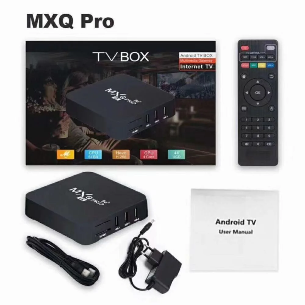 MXQ Pro 4K Ultra HD 64Bit WIFI Android 10.0 Quad Core Smart TV Box Media Player