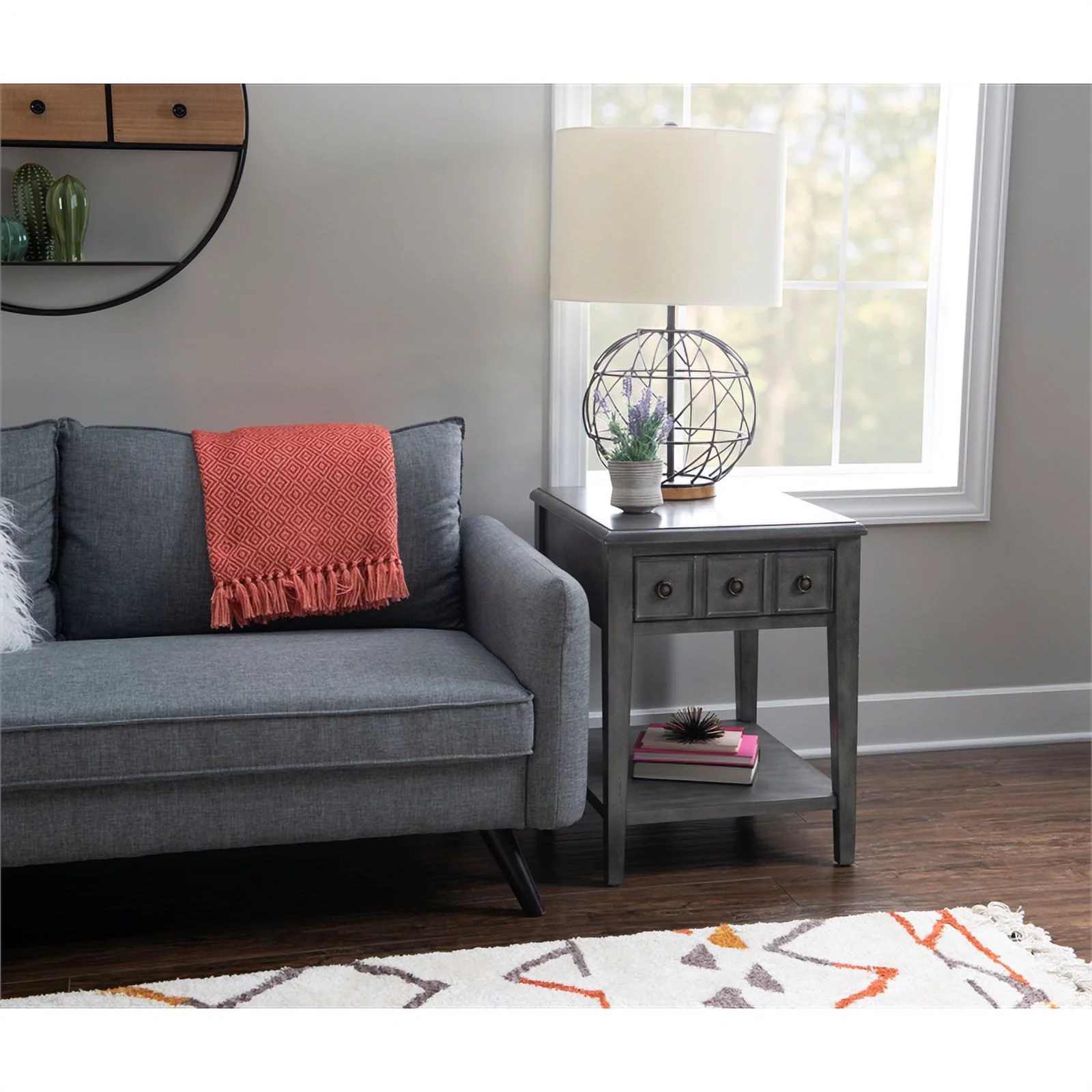 Home Square 3-Piece Set with 2 Accent Tables and Coffee Table in Gray