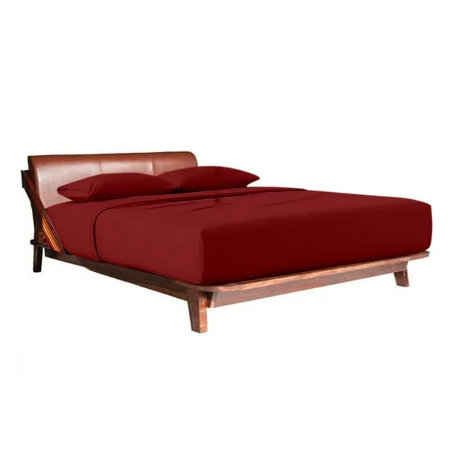 Vegas Premium Bed Sheets 100% Egyptian Cotton 400 Thread Count 4 Piece { Burgundy, Solid } Sheet Set Fits Up to 16-18