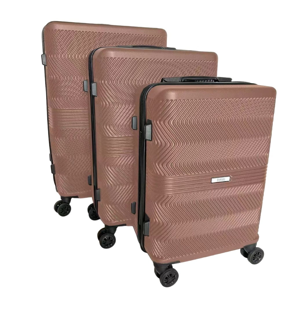 Mirage Fay ABS Hard Shell Style Lightweight 360 Dual Spinning Wheels Combo Lock 3 Piece Luggage Set