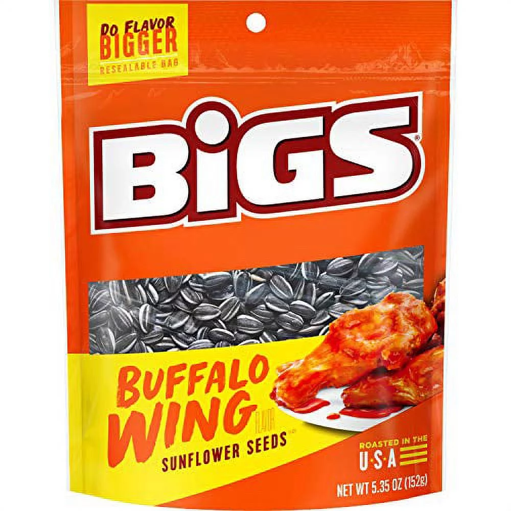 BIGS Frank's RedHot Buffalo Wing Sunflower Seeds, 5.35-Ounce Bags (Pack of 12)