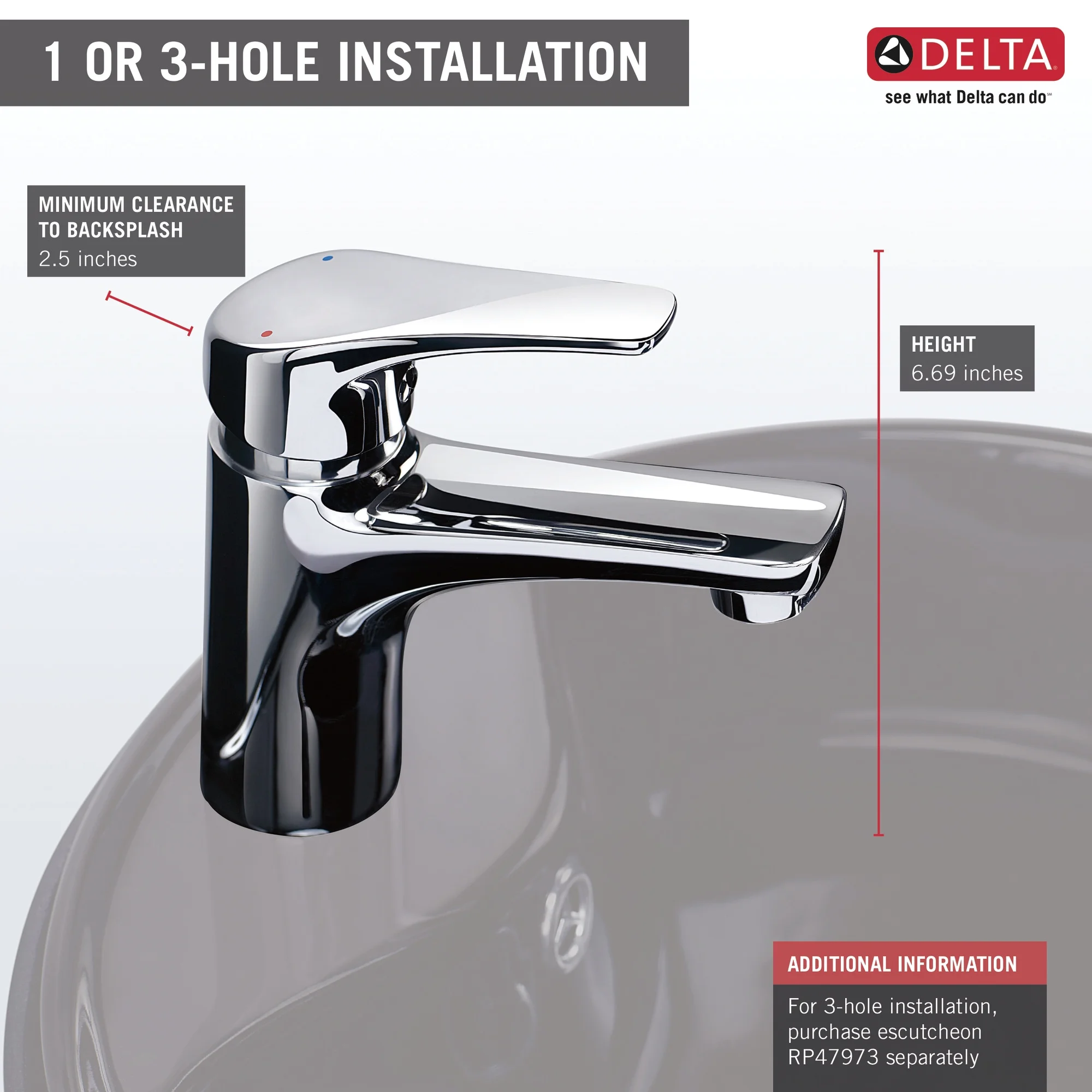 Delta Modern Single Handle Project-Pack Bathroom Faucet in Chrome 534LF-PP