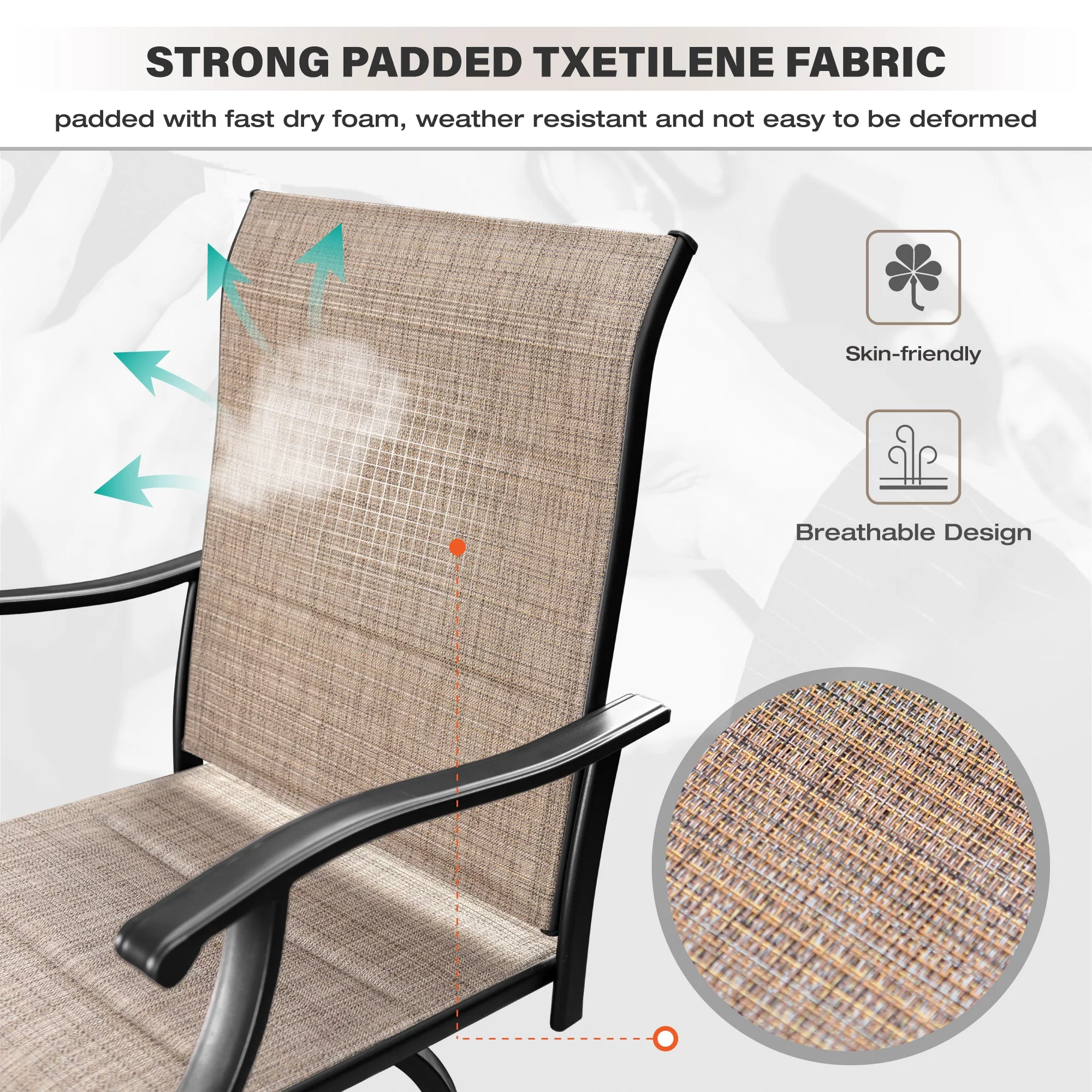 Sophia & William 4PCS Outdoor Metal Swivel Bar Stools Patio Height Chairs with Pad