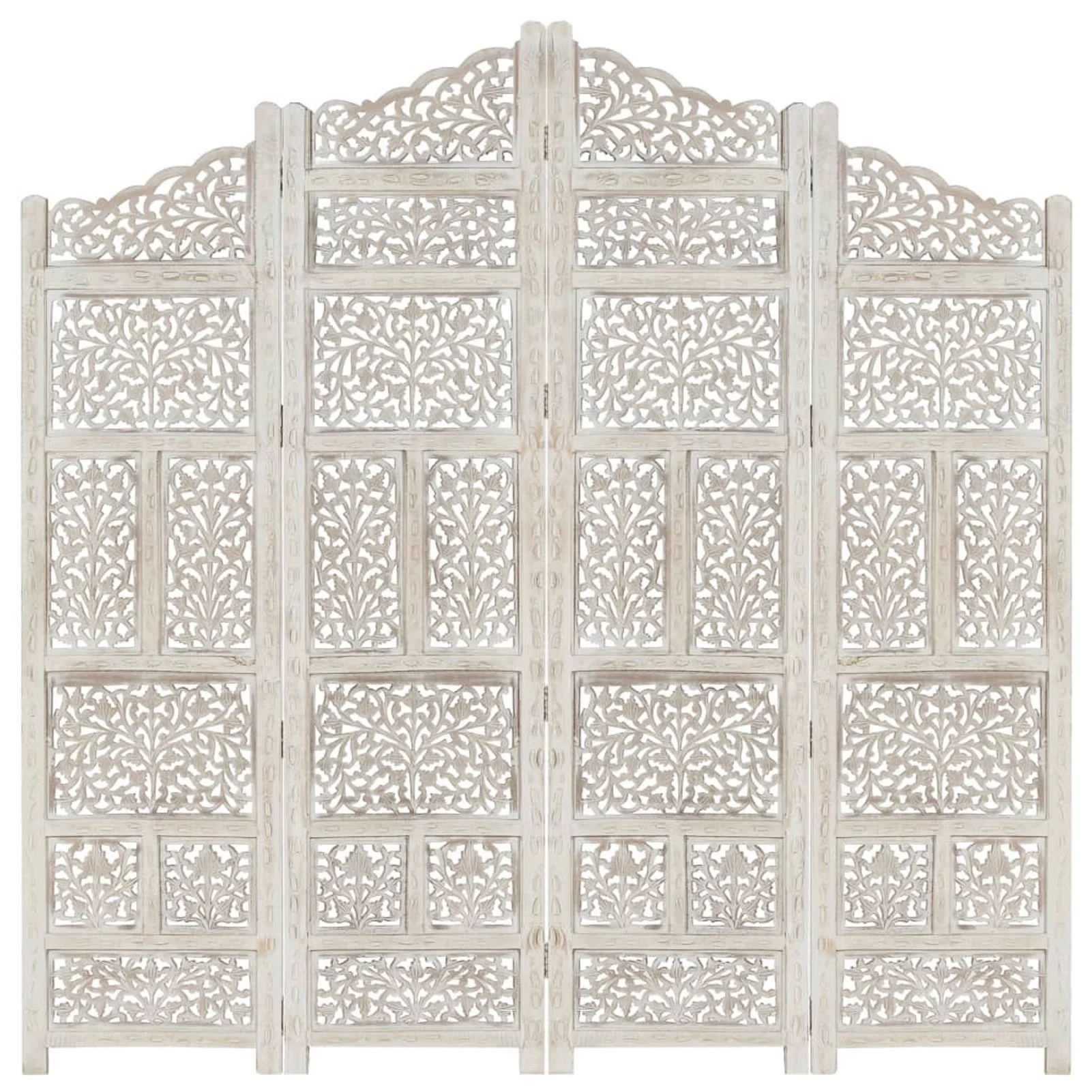 Hand carved 4-Panel Room Divider White 63