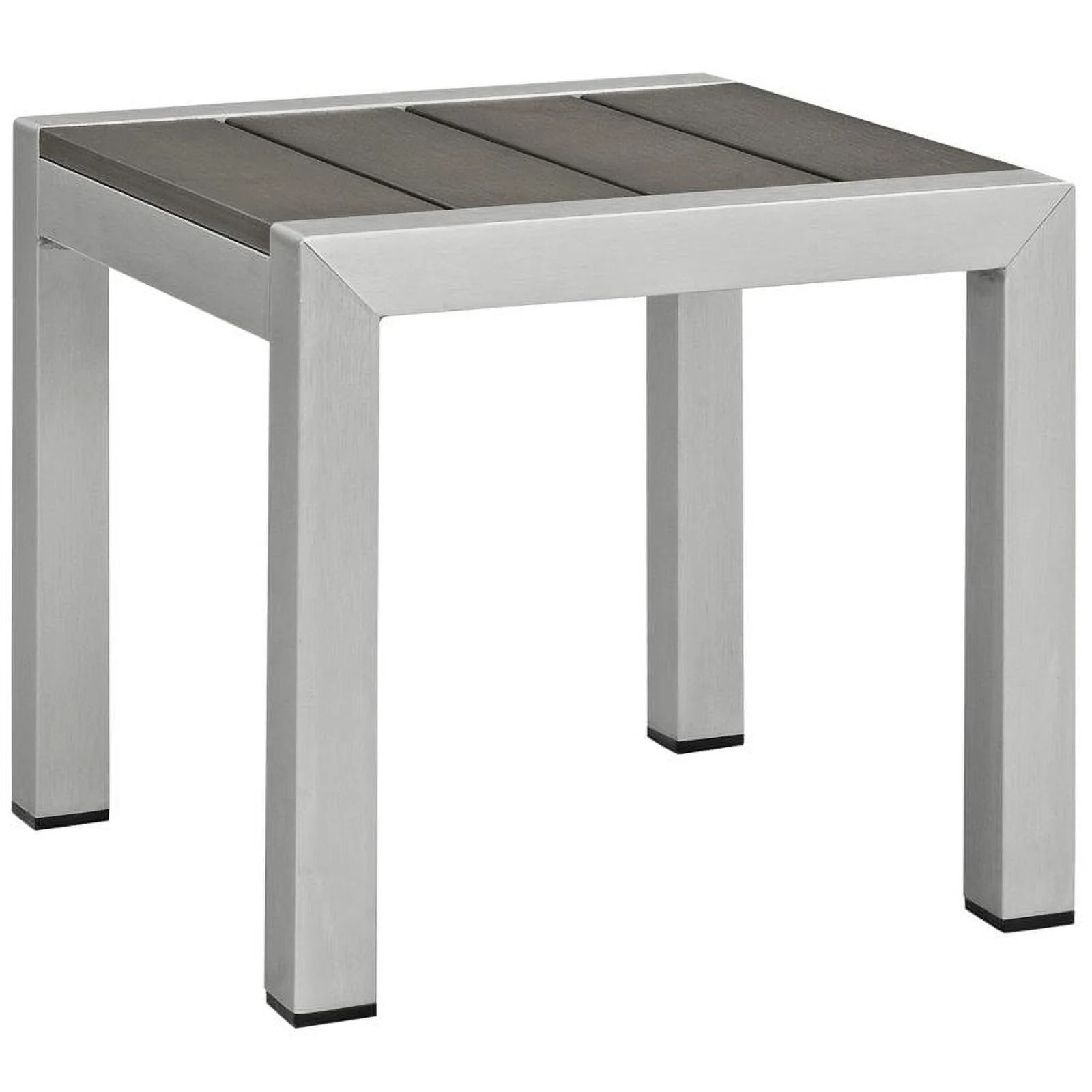 Home Square Aluminum Patio Side Table in Silver and Gray - Set of 2
