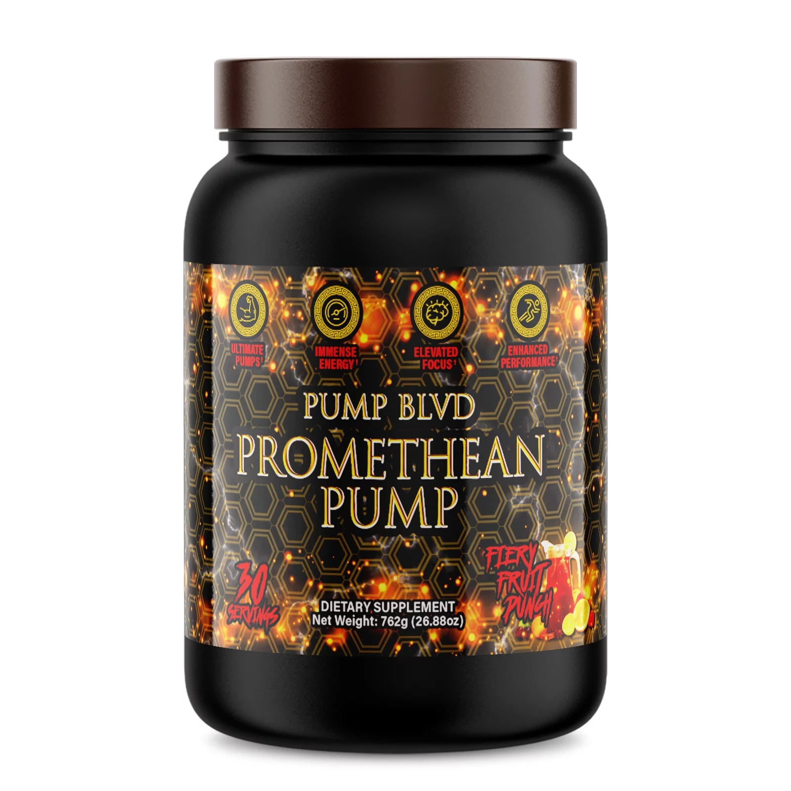 Pump Blvd Promethean Pump Fiery Fruit Punch Pre Workout Energy Drink for Men and Women.