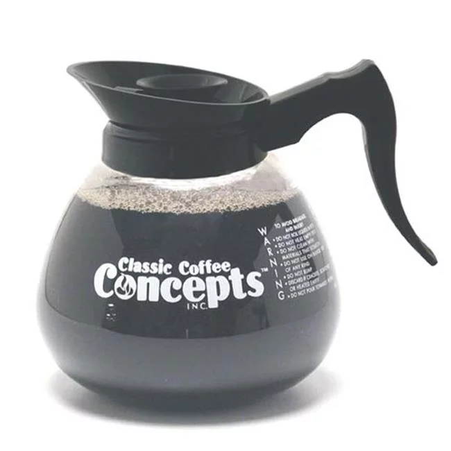 Classic Concepts 12 Cup Glass Decanter for Regular Coffee, Black