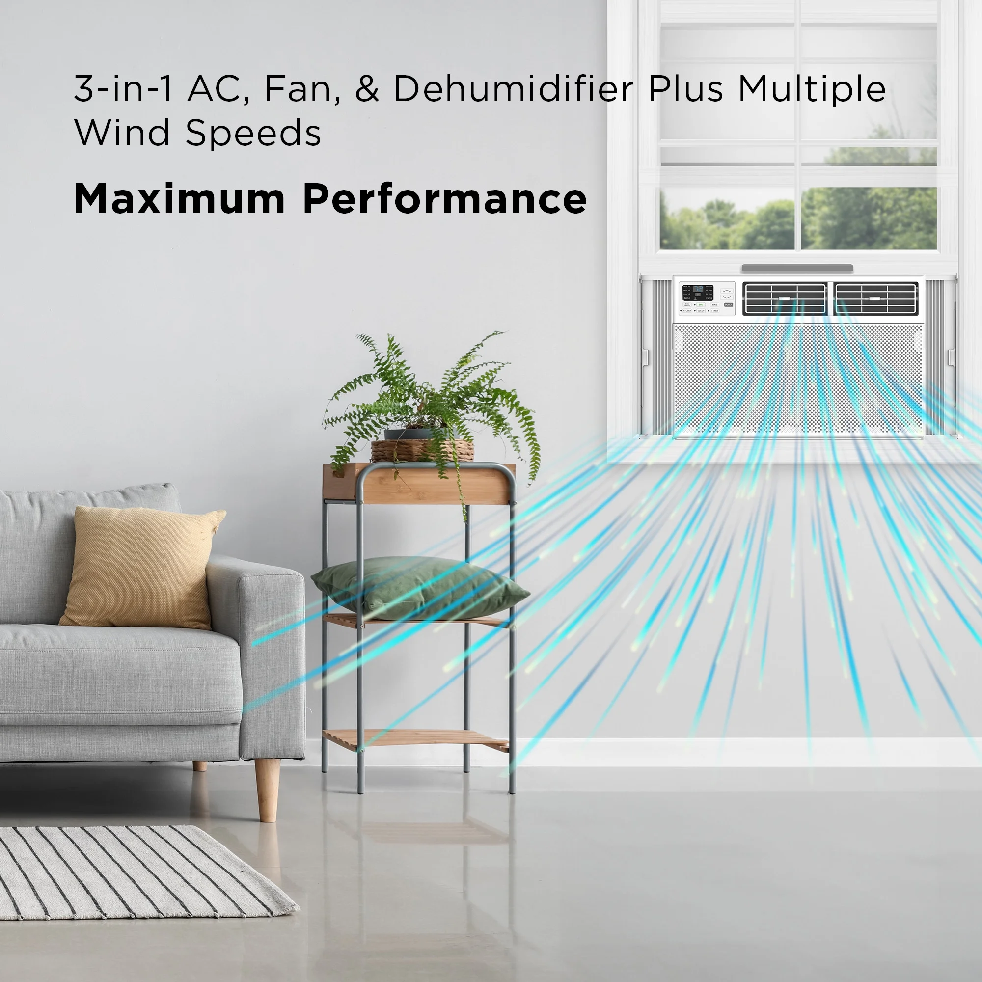 TCL 10,000 BTU Smart Window Air Conditioner, Fan & Dehumidifier, 450 Sq. Ft., Remote Control, Works with Alexa/Google Assistant, W10W92-4