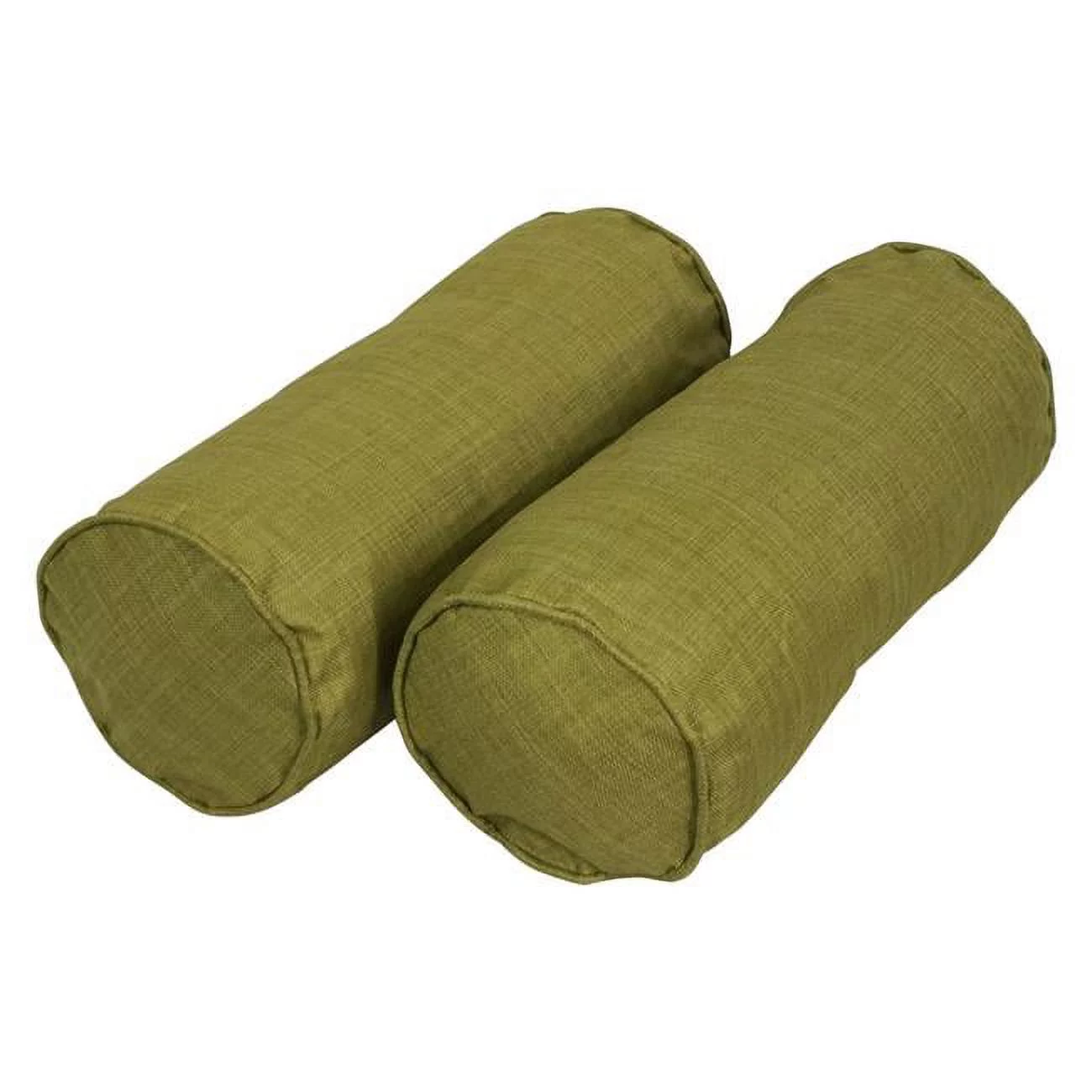 Blazing Needles  20 x 8 in. Double-Corded Spun Polyester Bolster Pillows with Inserts, Avocado - Set of 2