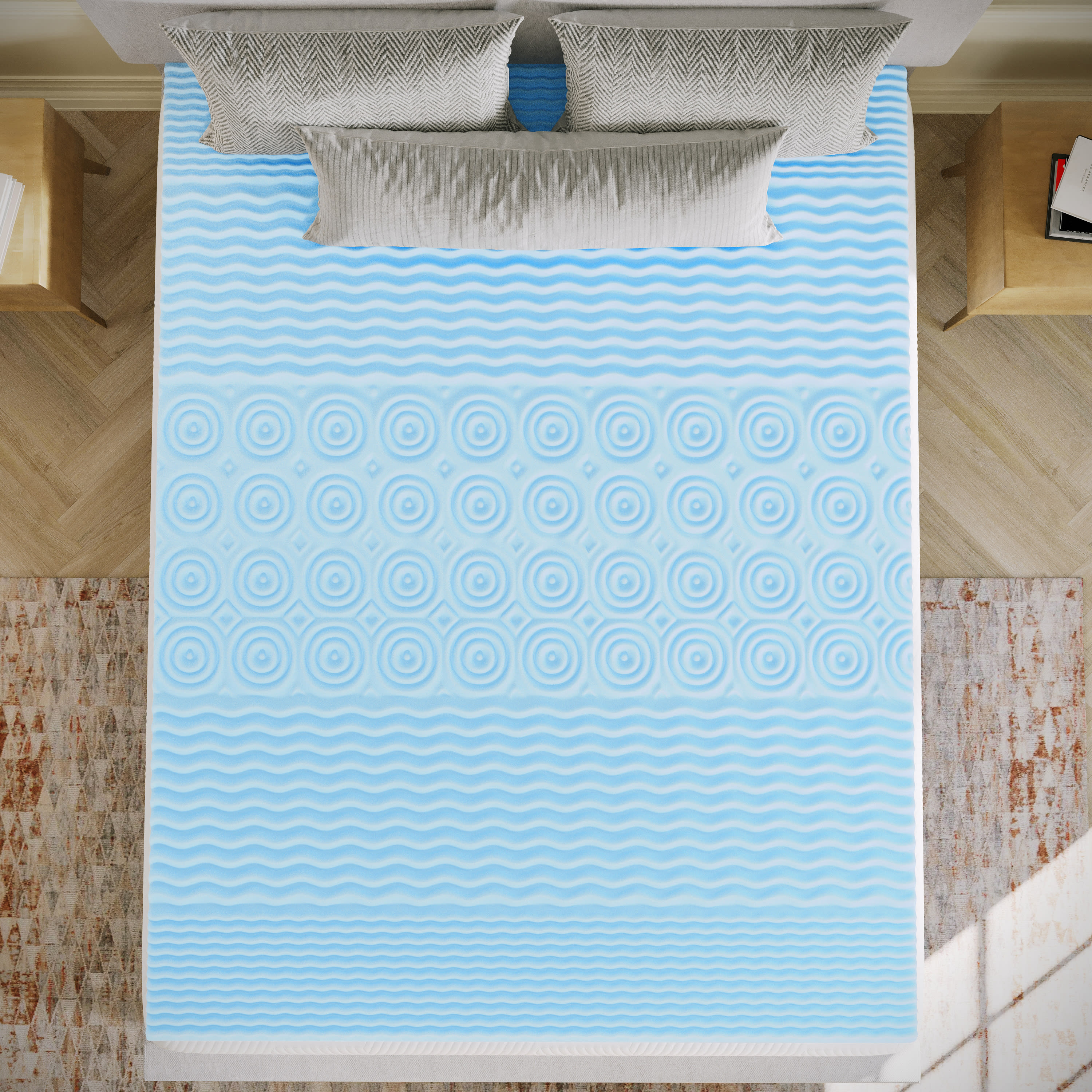 Flash Furniture 2 Inch Cooling Gel Infused 5-Zone Queen Memory Foam Mattress Topper with CertiPUR-US Certified Foam