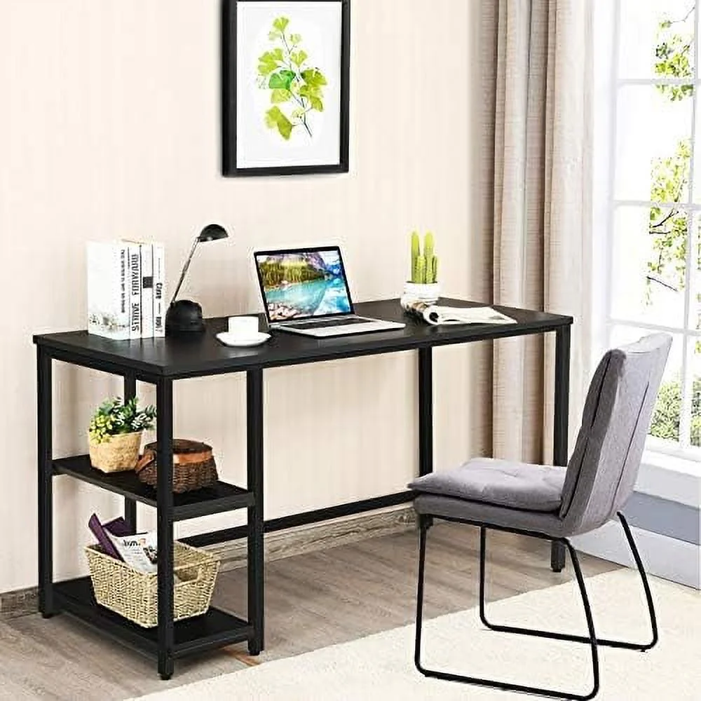 YPDCHB Home Office Computer Desk with 2  Shelves  Industrial Study Writing Desk Workstation Laptop Table with Sturdy Metal Frame