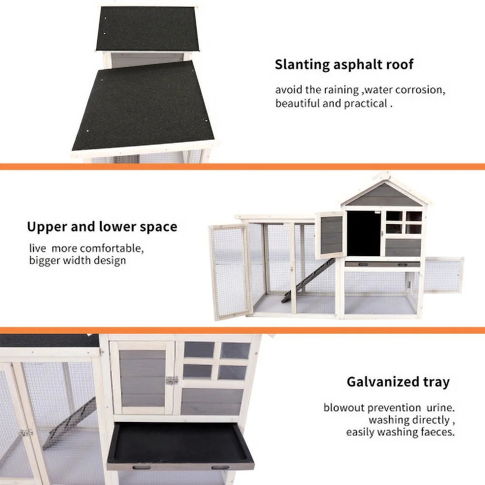 Zateety  Deluxe Wooden Chicken Coop Hen House Rabbit Wood Hutch Poultry Cage Habitat