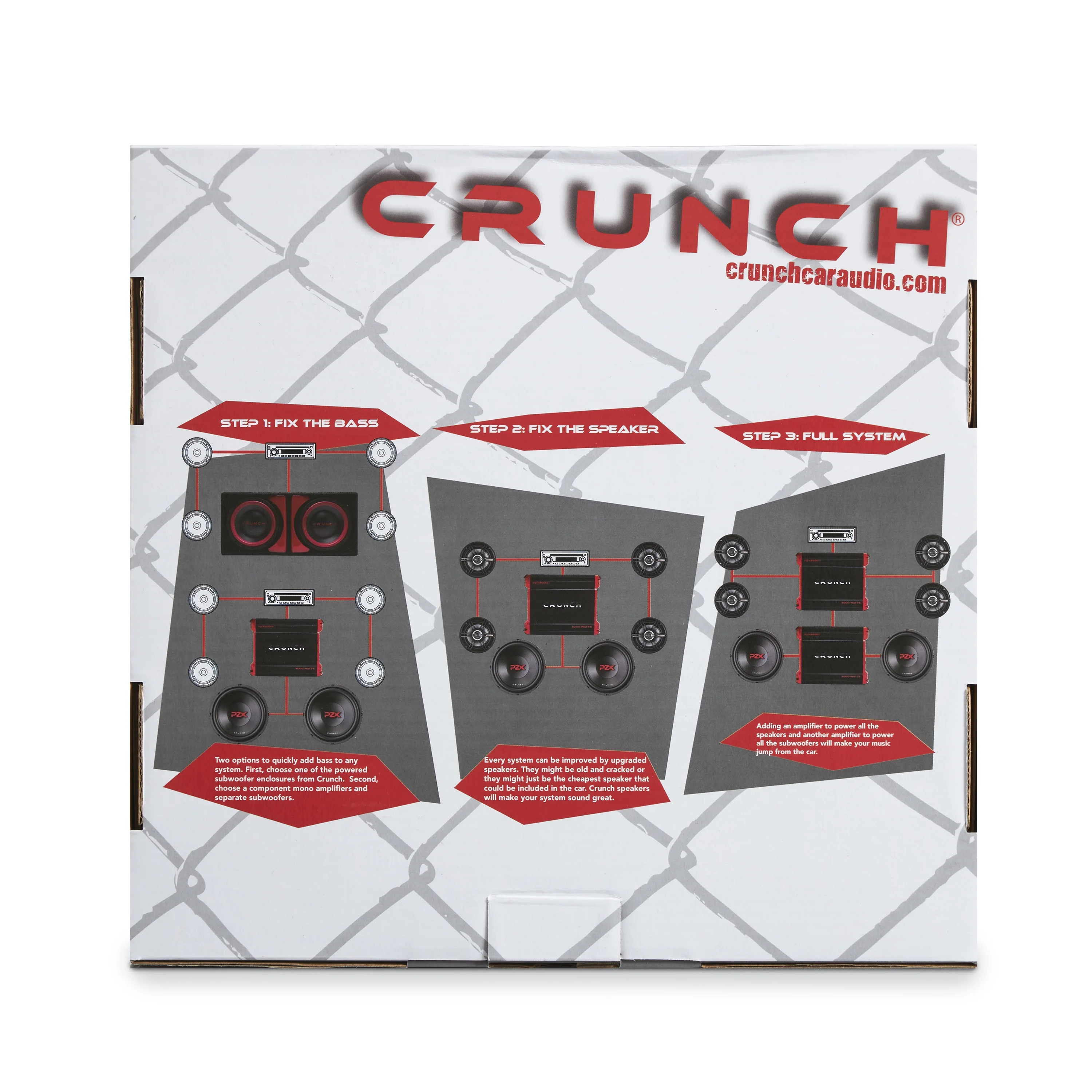 Crunch 2 Channel Car Audio Amplifier & MTX 12 In Dual Loaded Subwoofer Box