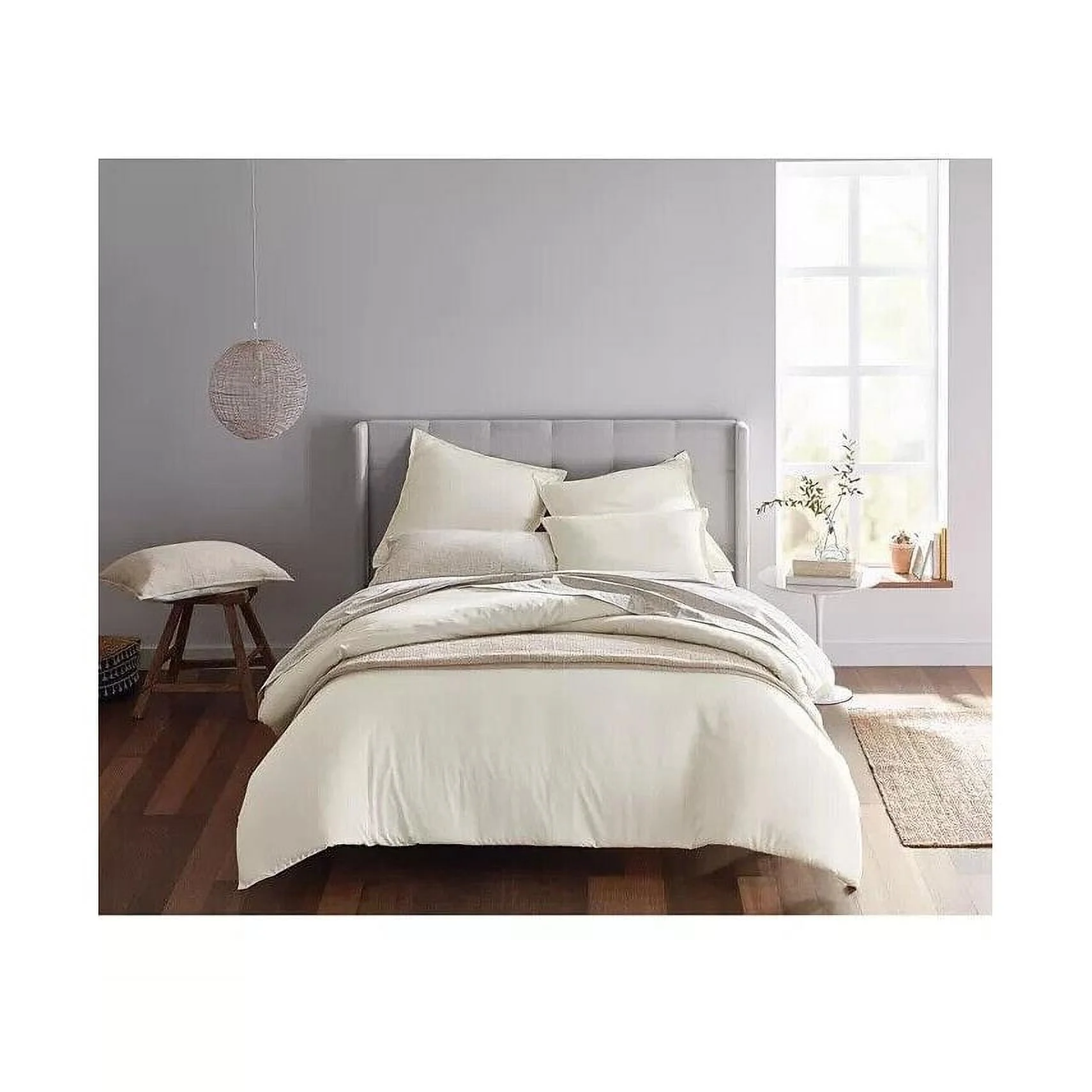 OAKE Cotton/ Tencel Blend Reversible 3 Pc. Comforter Set, Full/Queen- Ivory New with box/tags