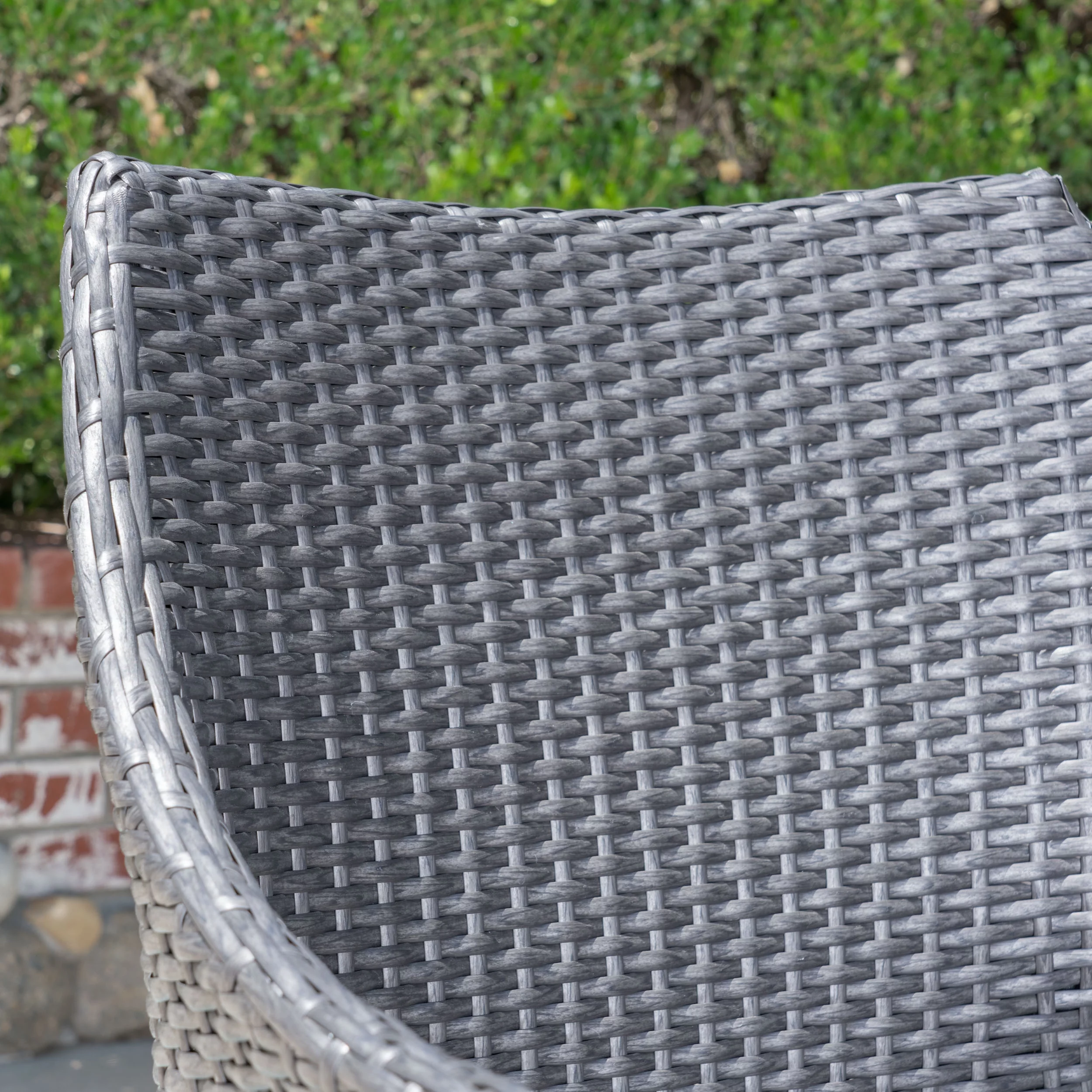 Gary Outdoor 5 Piece Acacia Wood and Wicker Dining Set, Gray, Gray