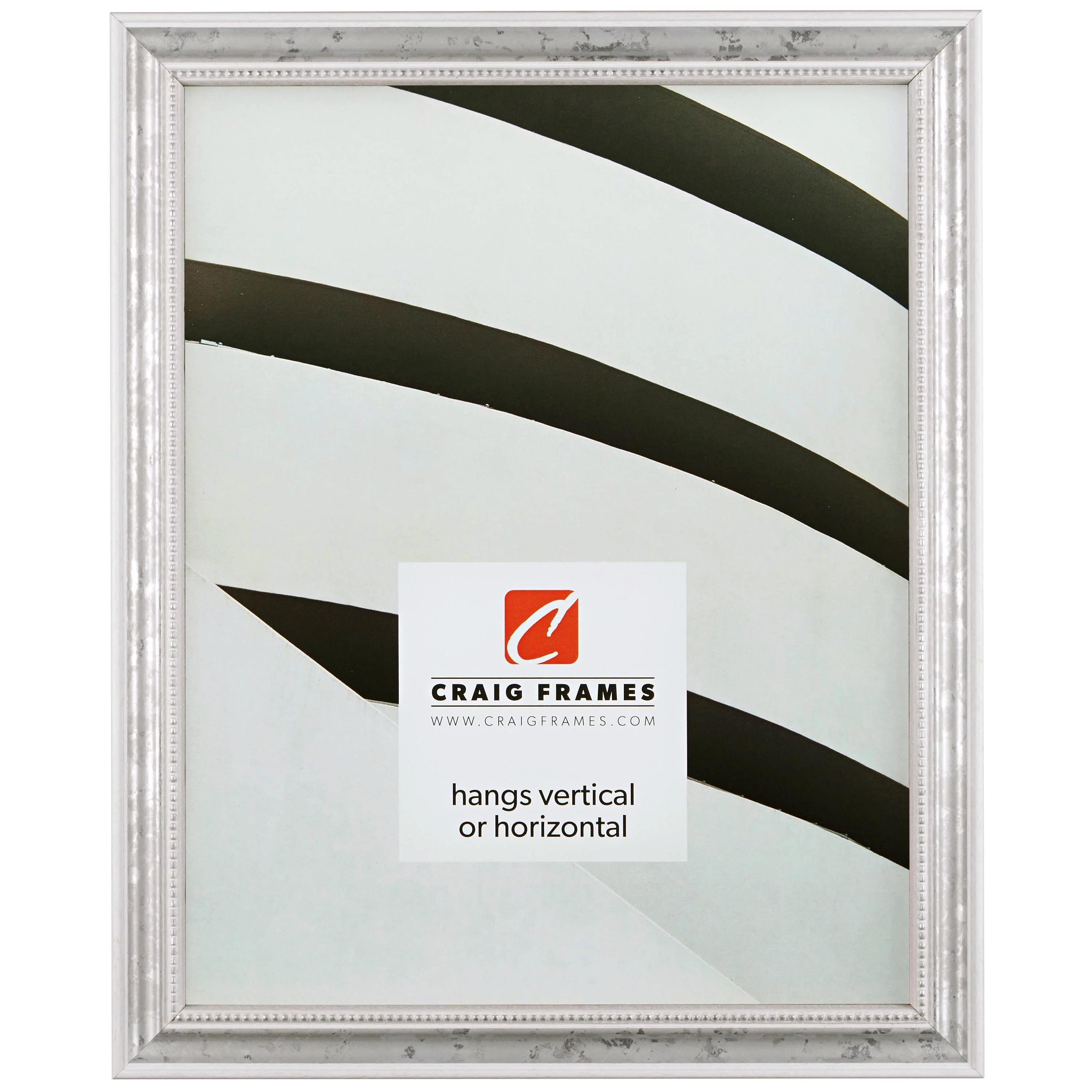 Craig Frames 314WH, 8.5x11 inch Ornate Picture Frame, White and Silver