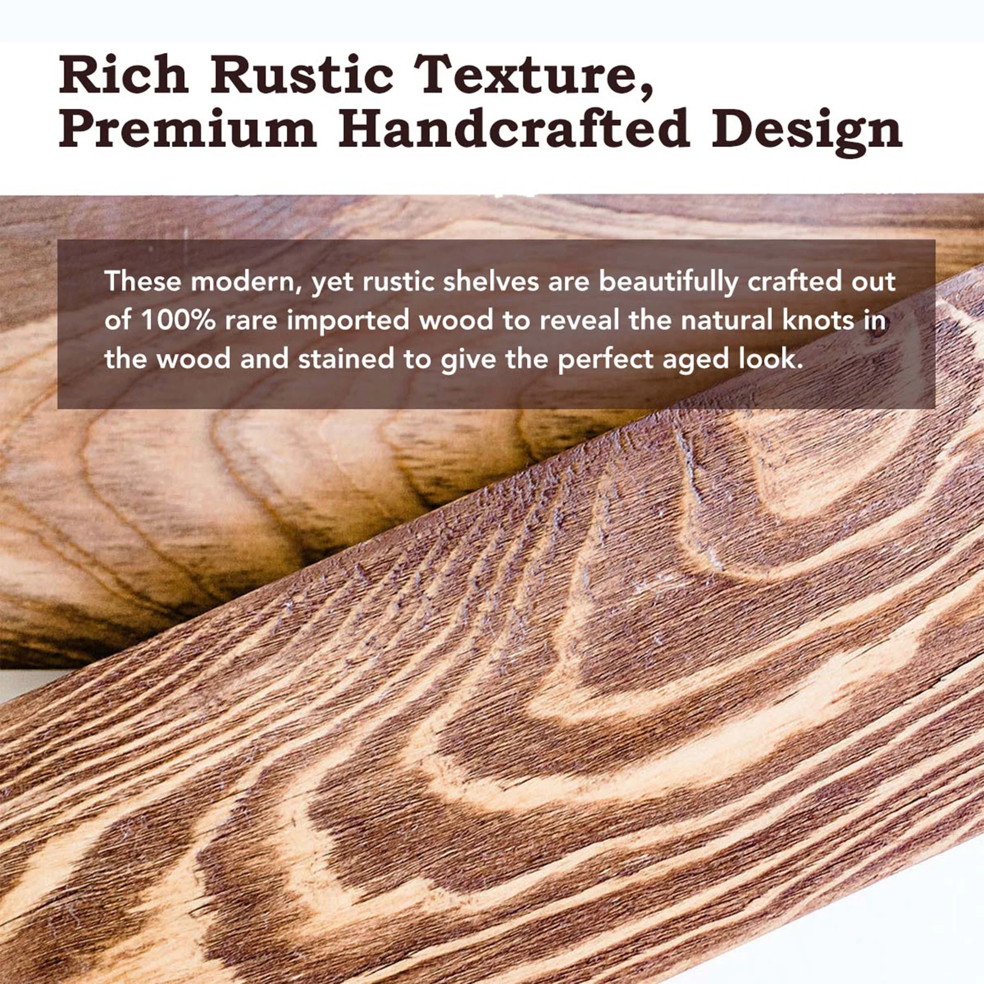 Willow & Grace Johnny 36 Inch Floating Shelves, Light Walnut, Set of 2